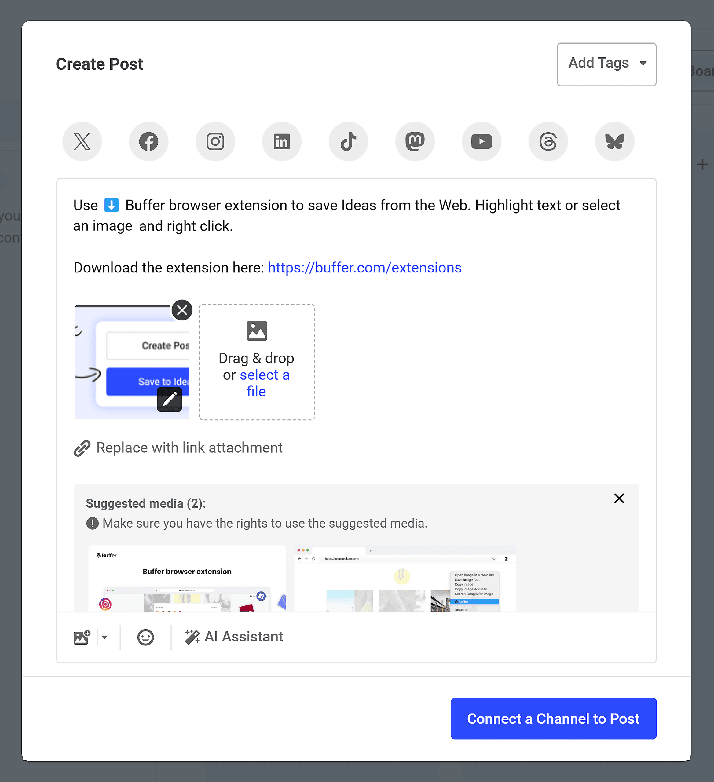 Buffer – Choose Social Media Platform