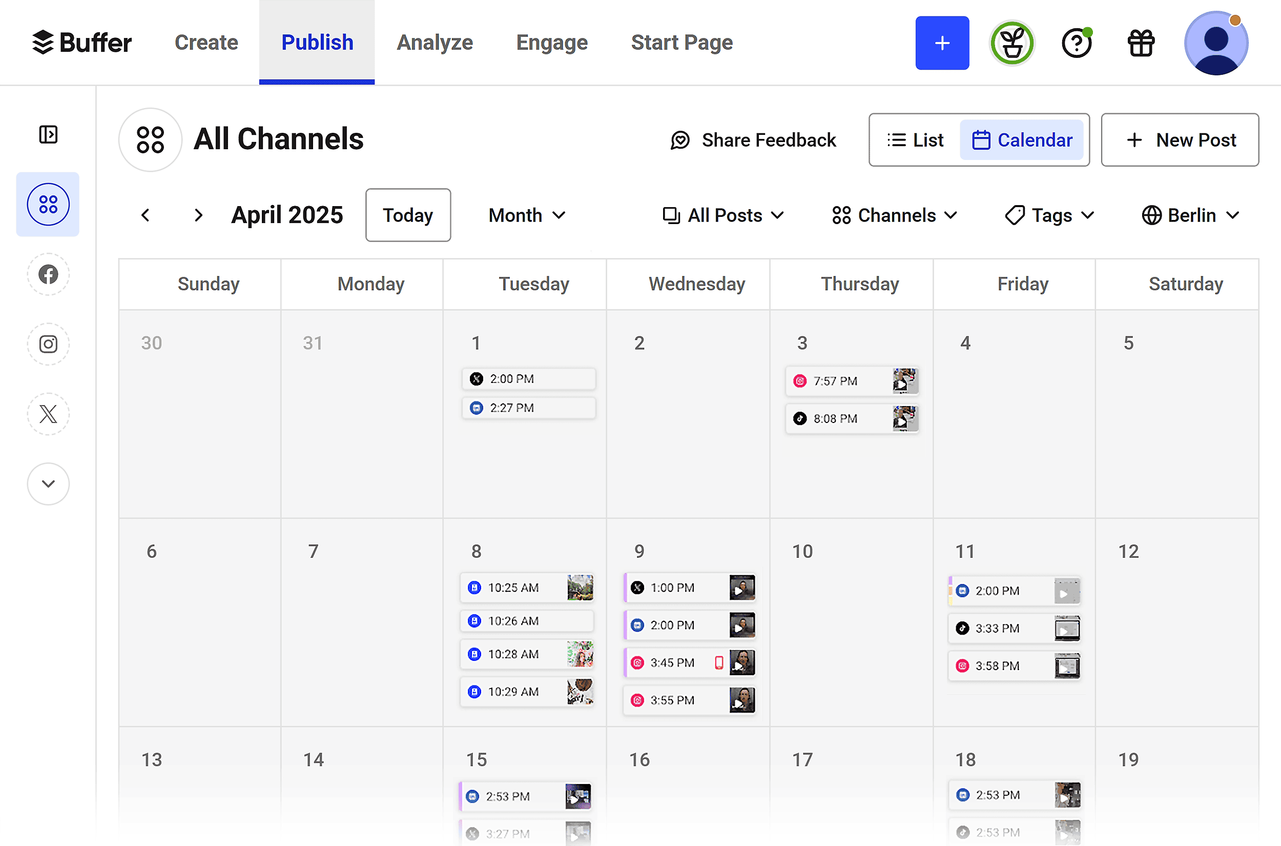Buffer – Monthly calendar – Color codes