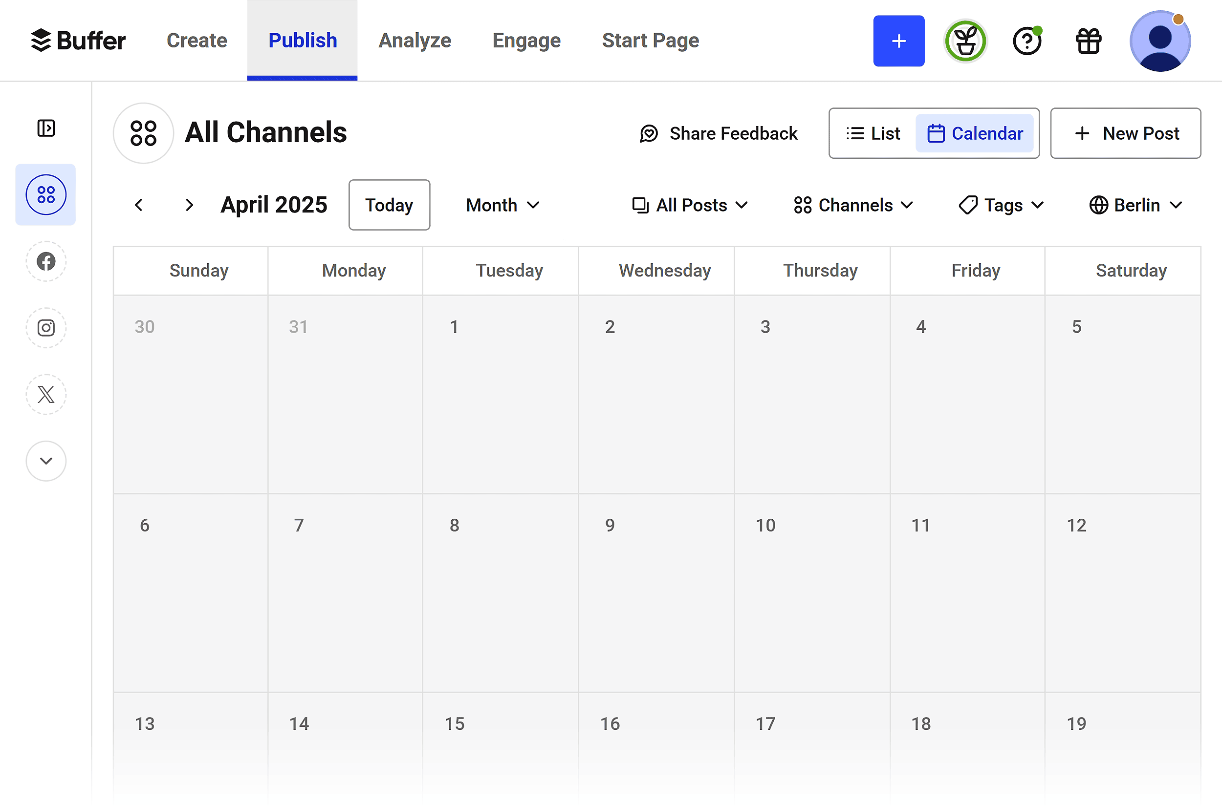 Buffer – Monthly Calendar