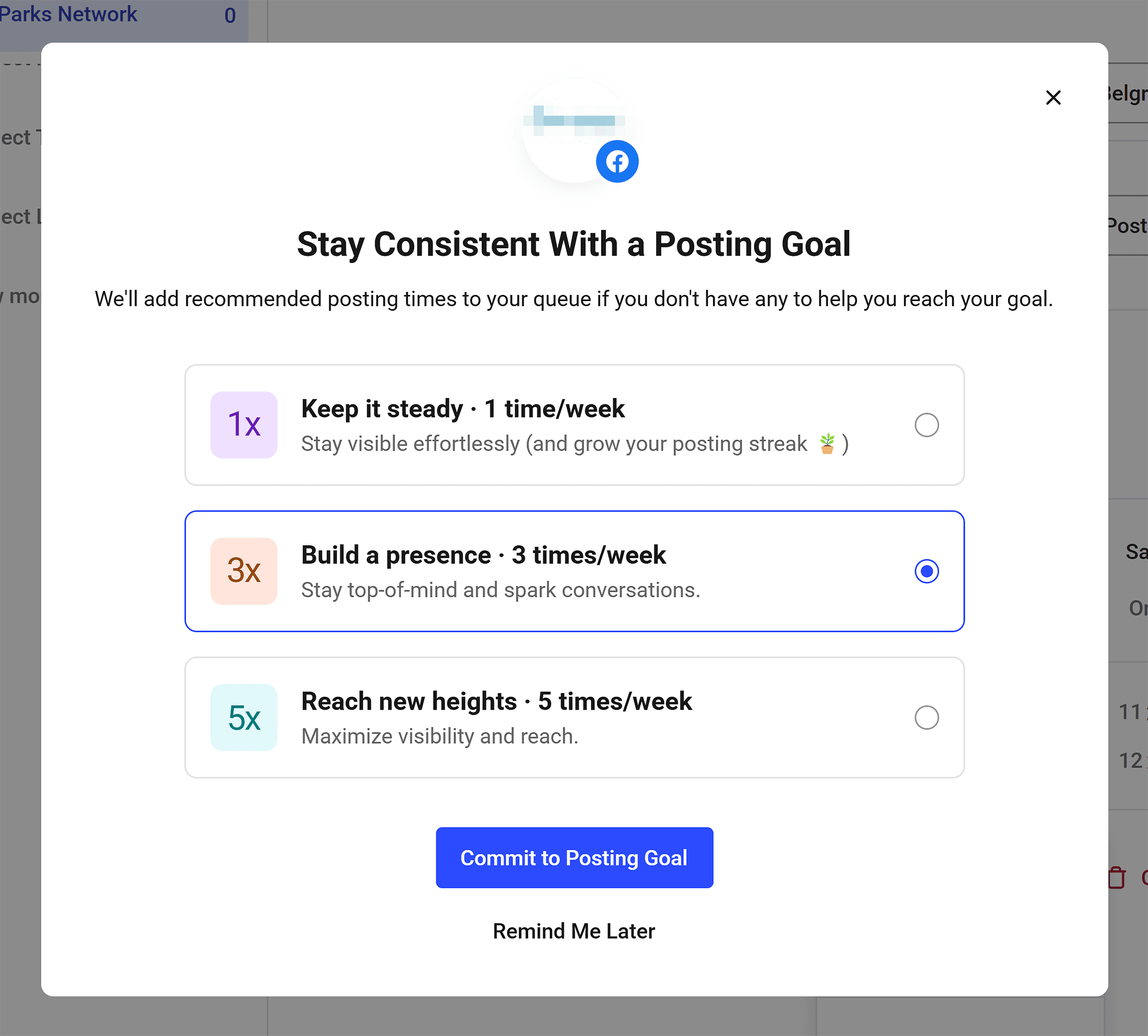 Buffer – Settings – Posting Goal