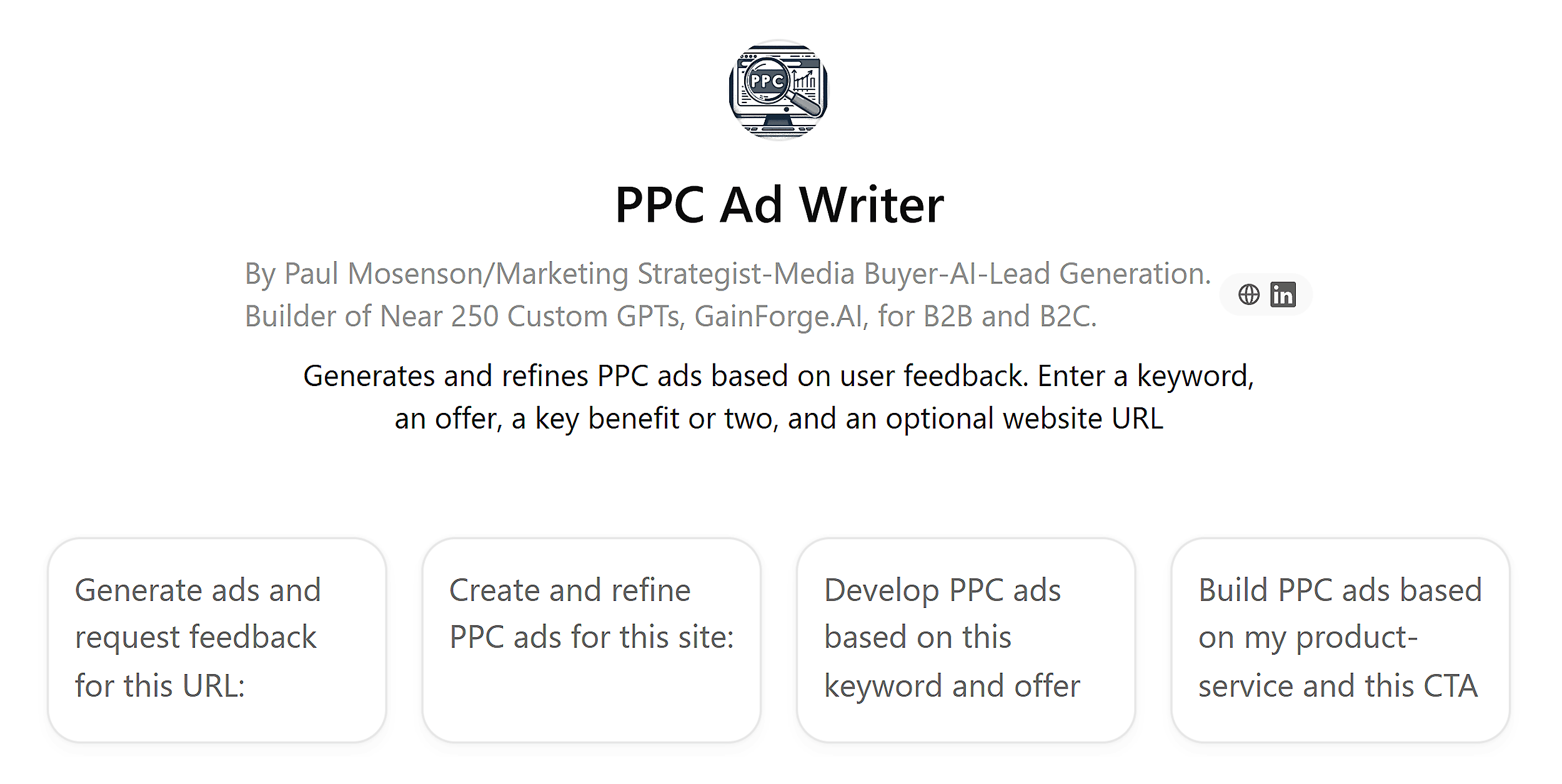 ChatGPT – PPC Ad Writer