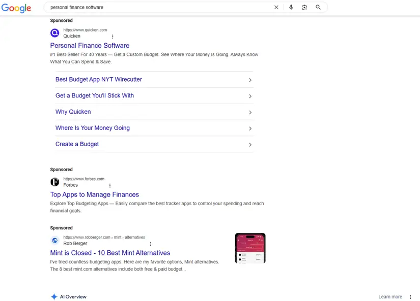 google ads benchmarks 2025 - example serp screenshot