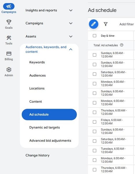 google ads costs - ad schedule