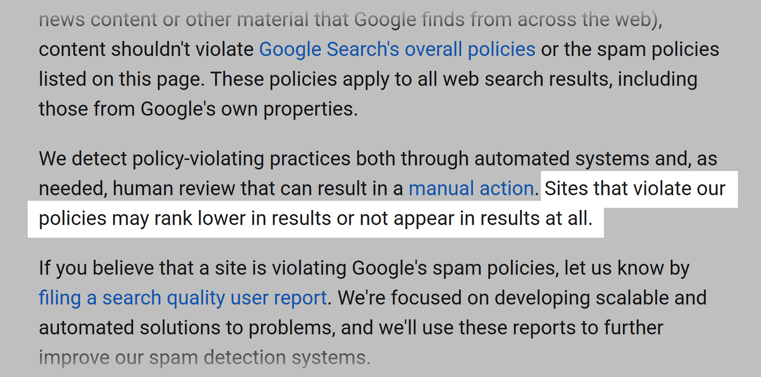 Google Search Central – Spam policies