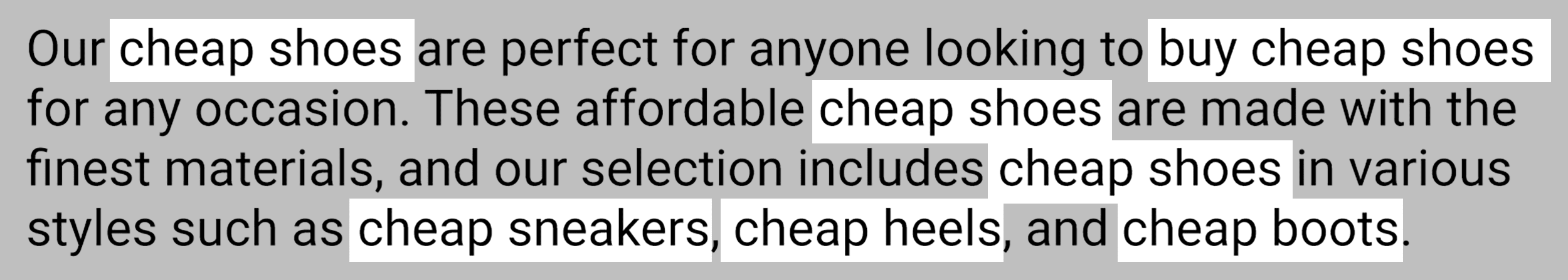 Keyword stuffing example