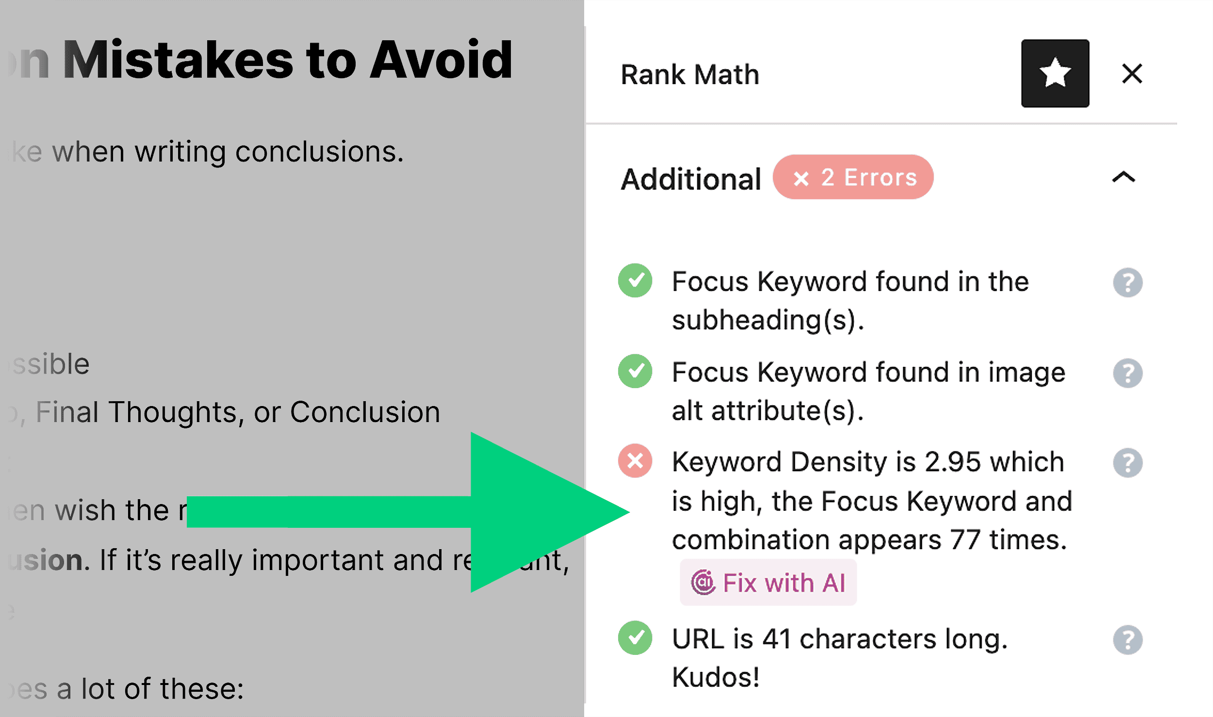 Rank Math – High Keyword Density