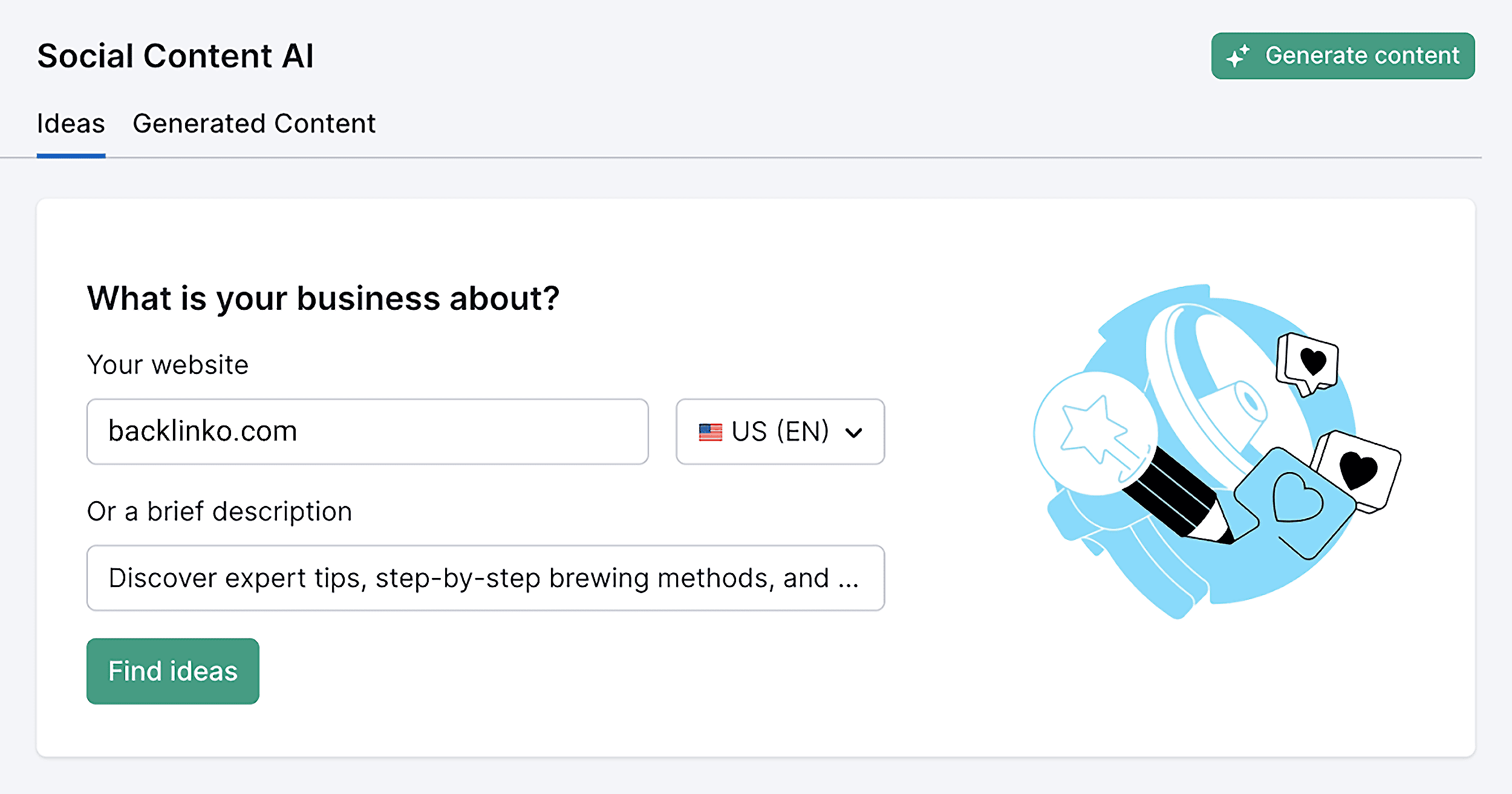 Social Content AI – Backlinko – Find Ideas
