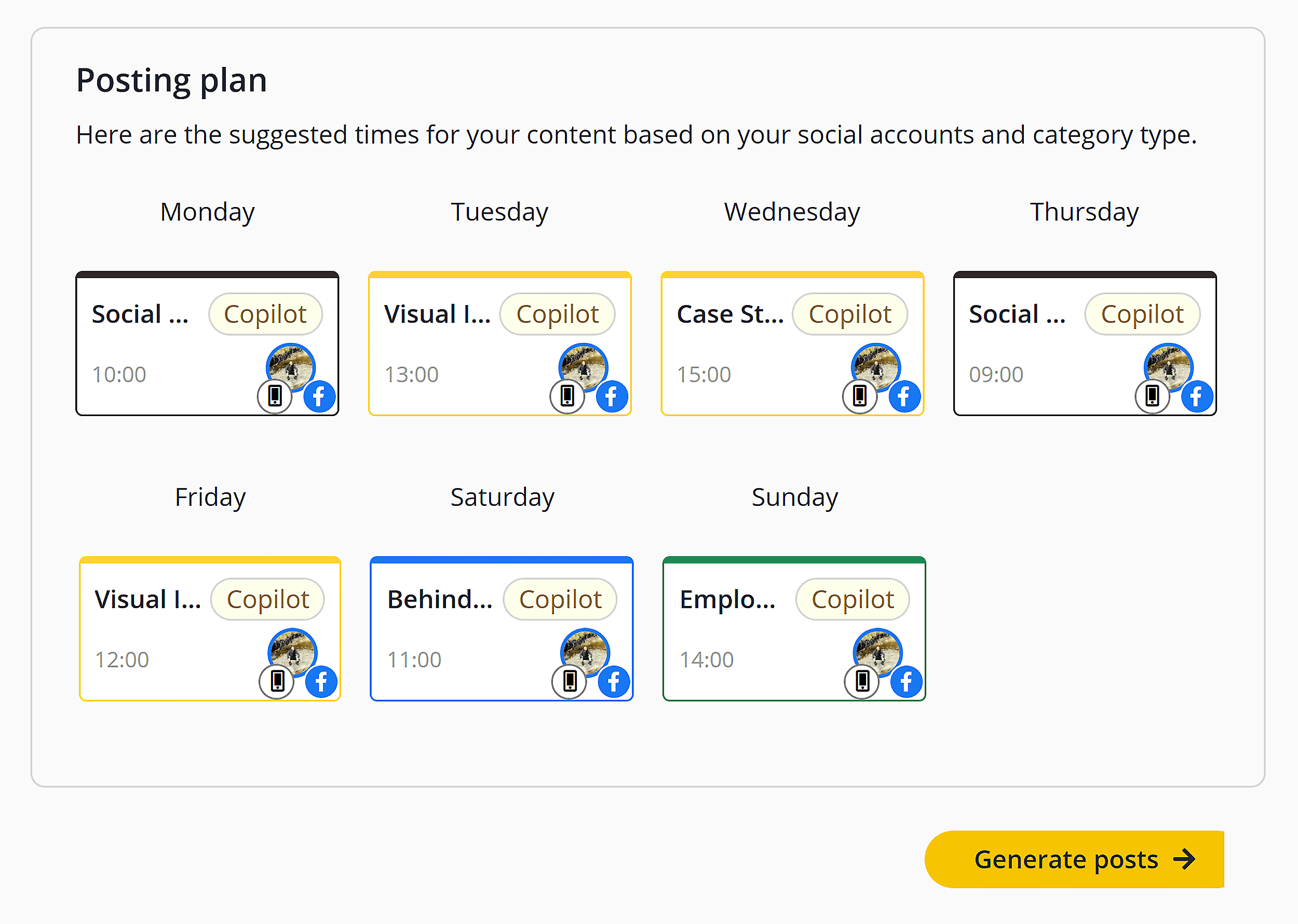 SocialBee – Social Media Copilot – Posting plan