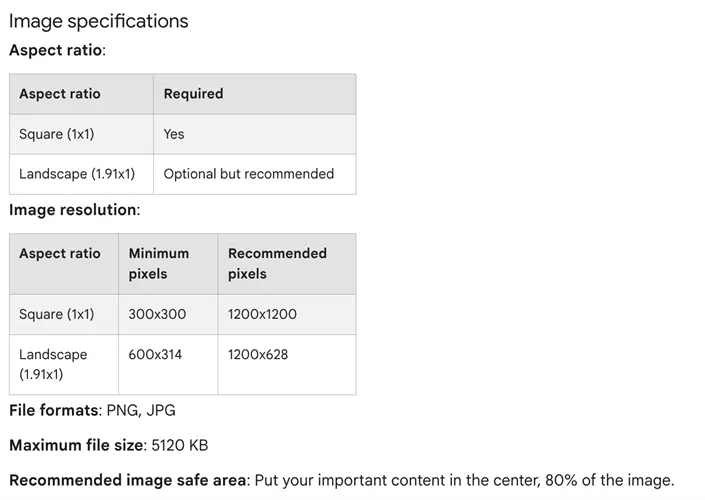google ads assets - images assets specifications