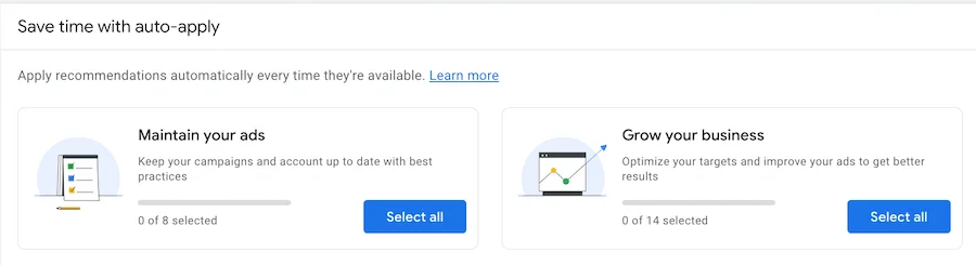 google ads automated optimizations option