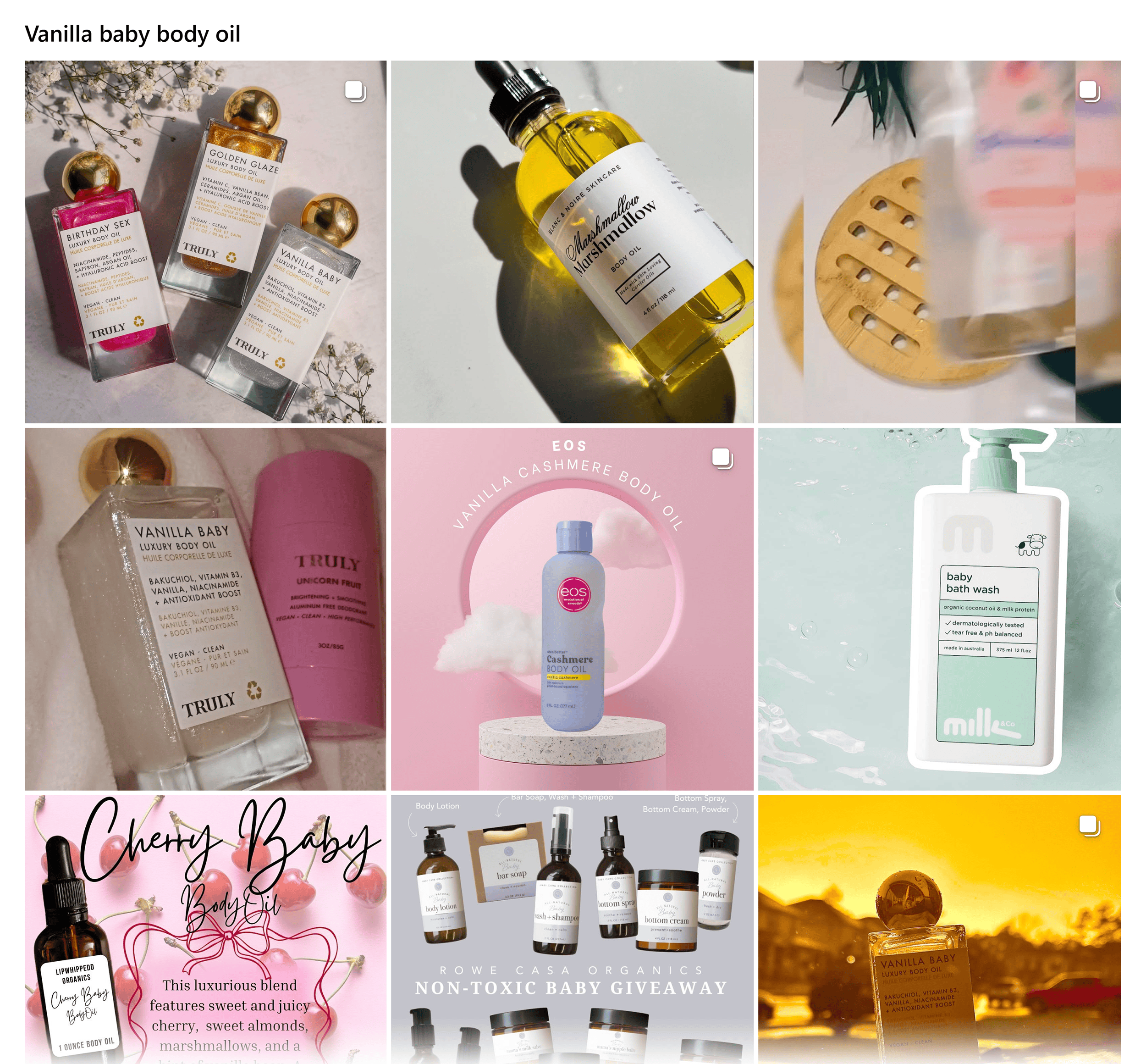 Instagram – Search – Vanilla baby body oil