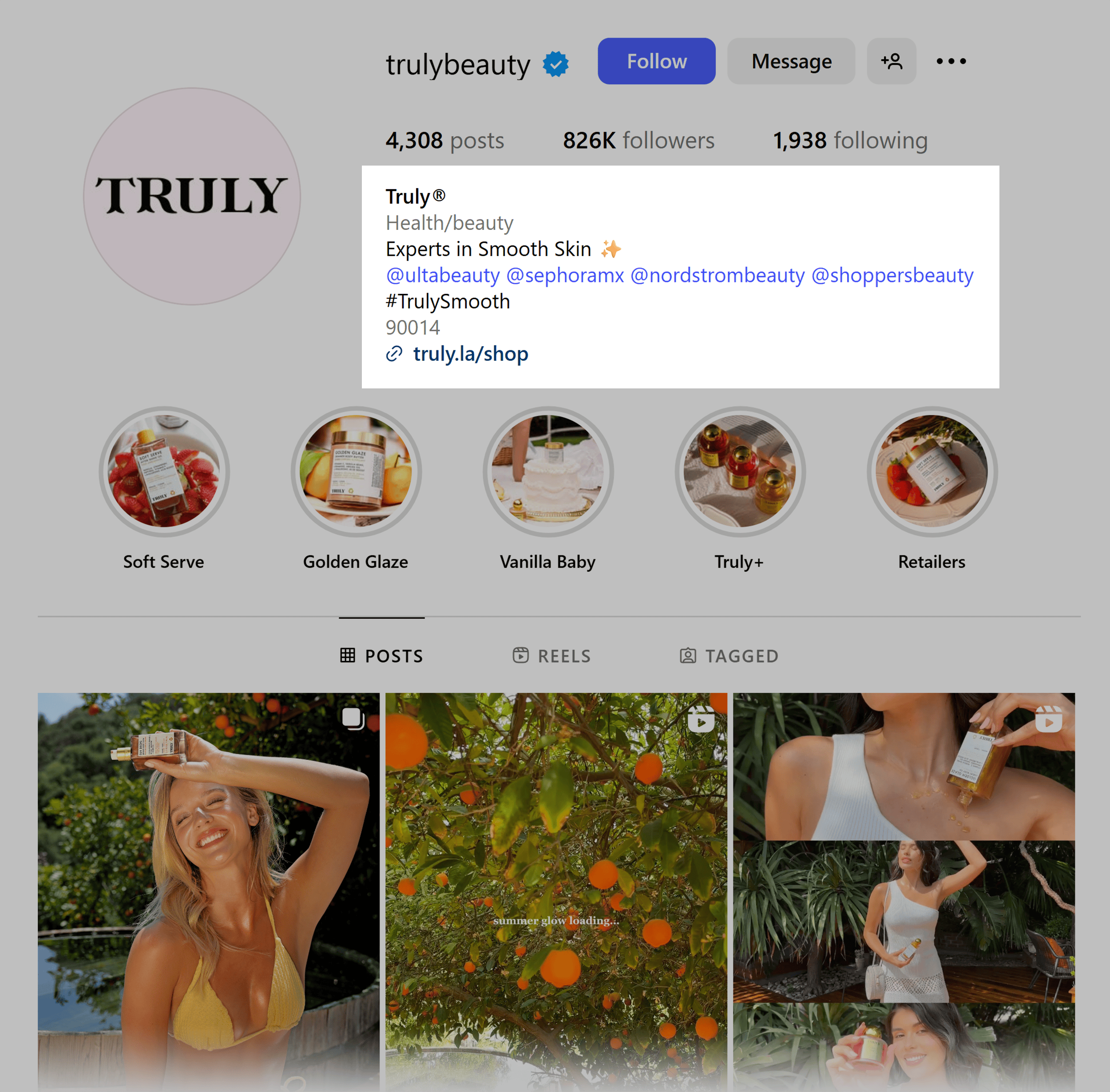 Instagram – Truly Beauty – Bio