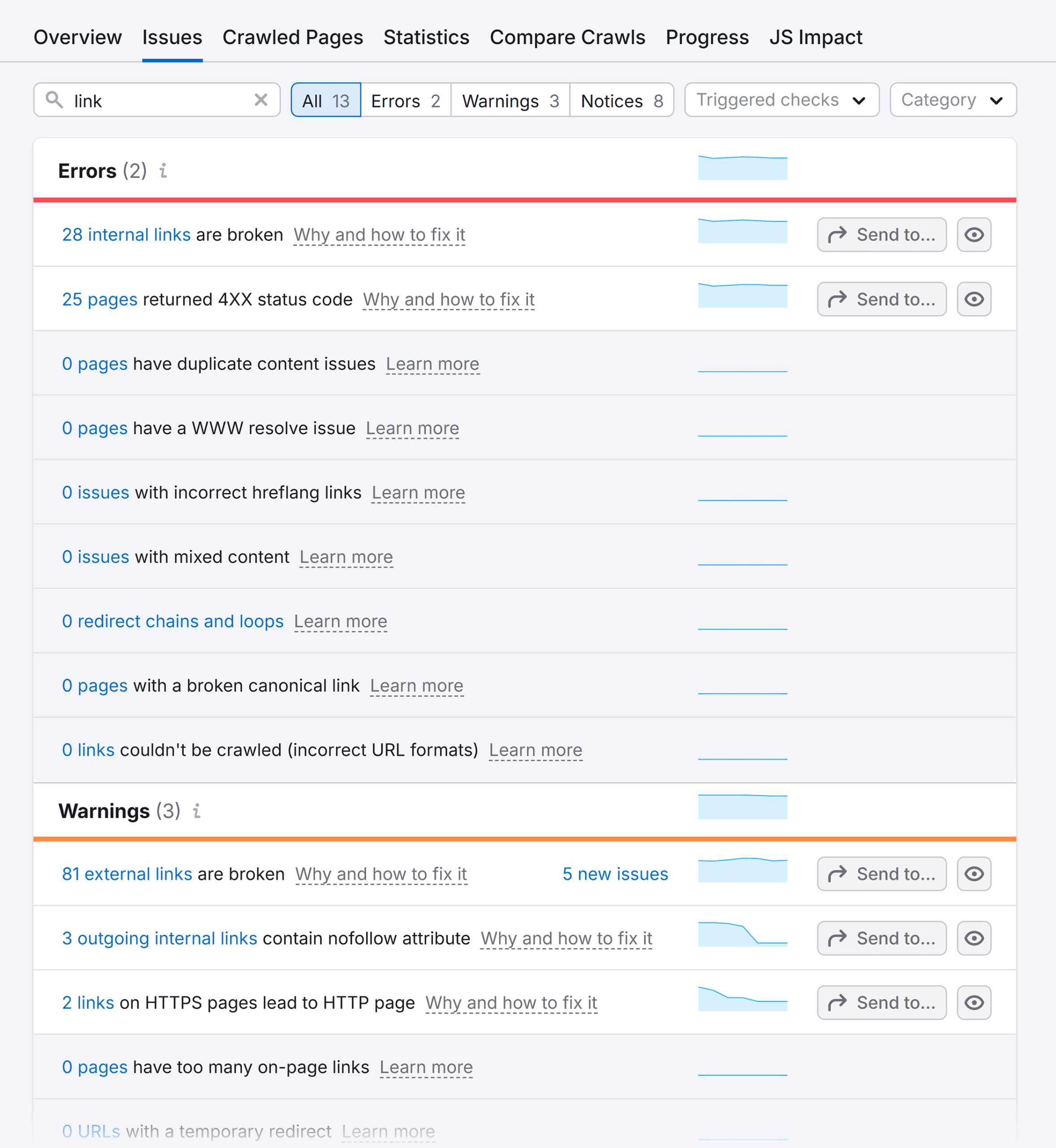 Site Audit – Backlinko – Issues – Link