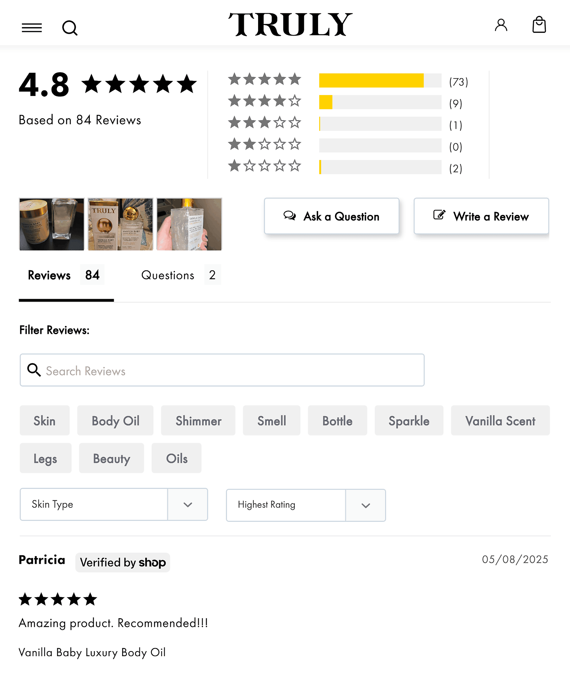 Truly Beauty – Variety of trust elements