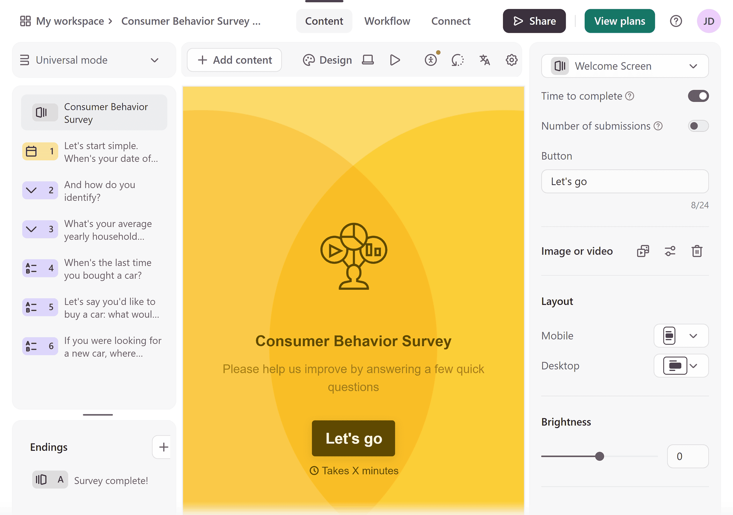 Typeform – Survey template