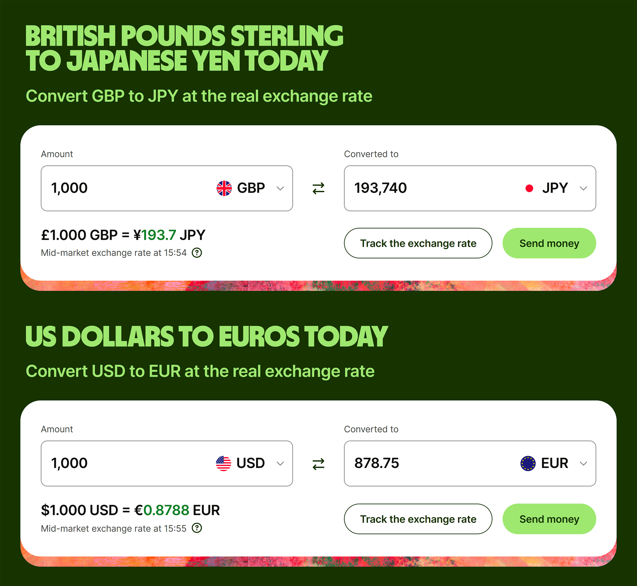 Wise – Currency converter – Different currencies