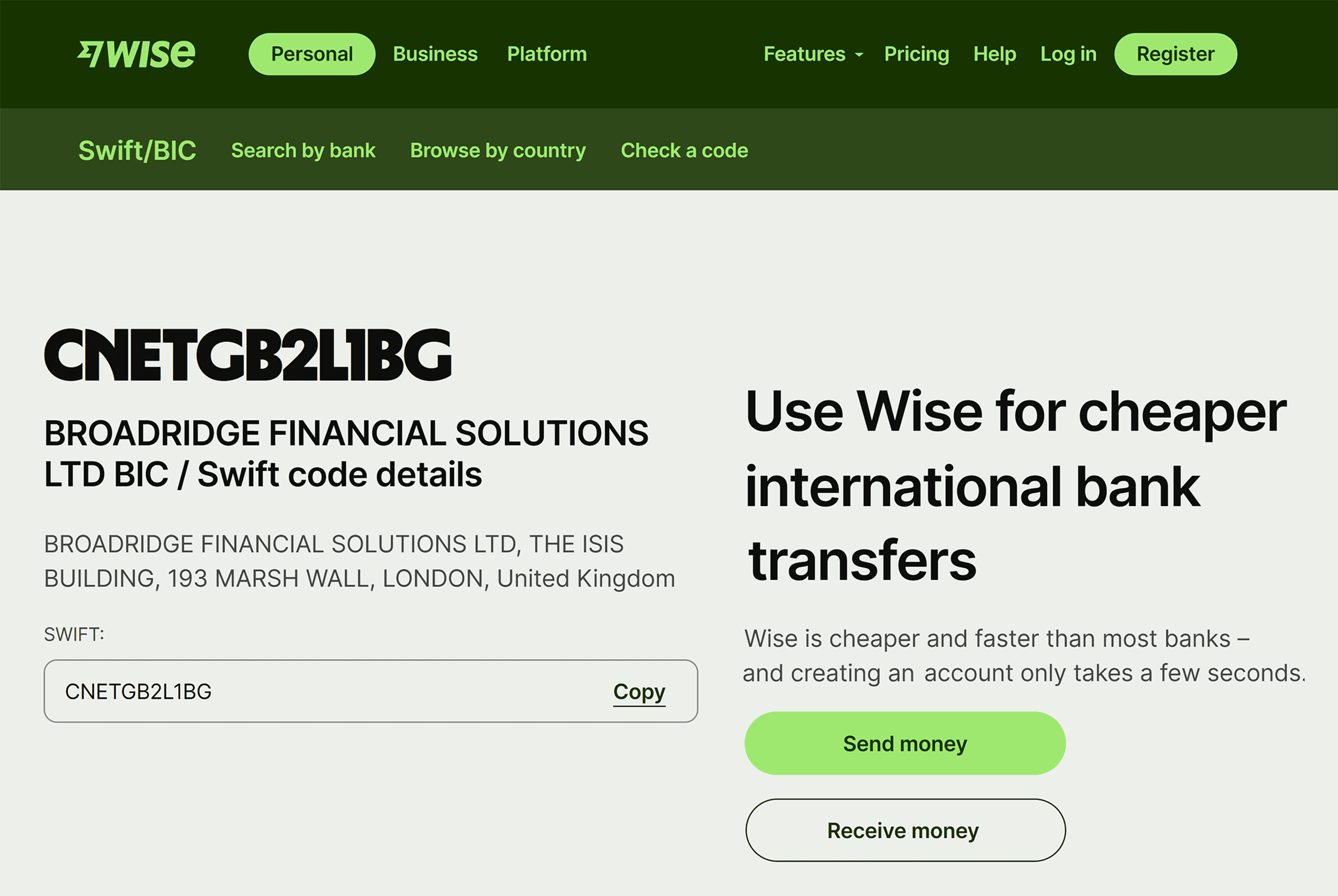 Wise – Swift Codes