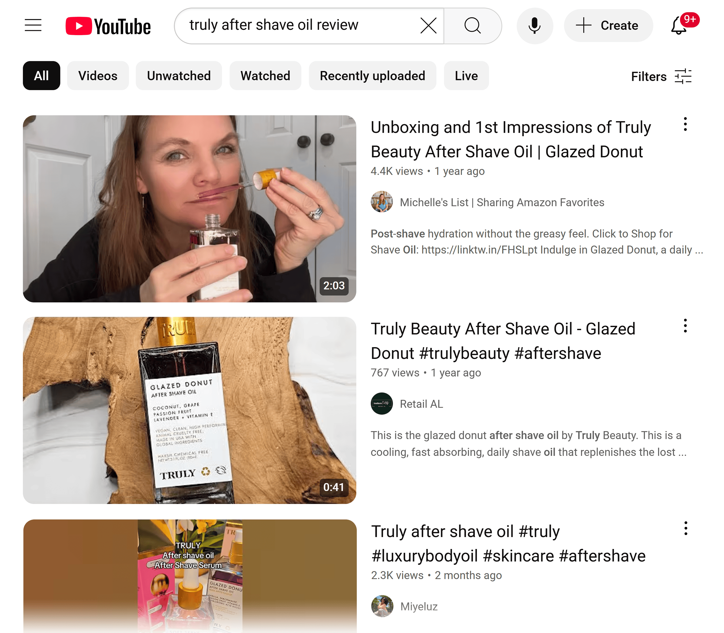 YouTube – Search – Truly after shave oil review