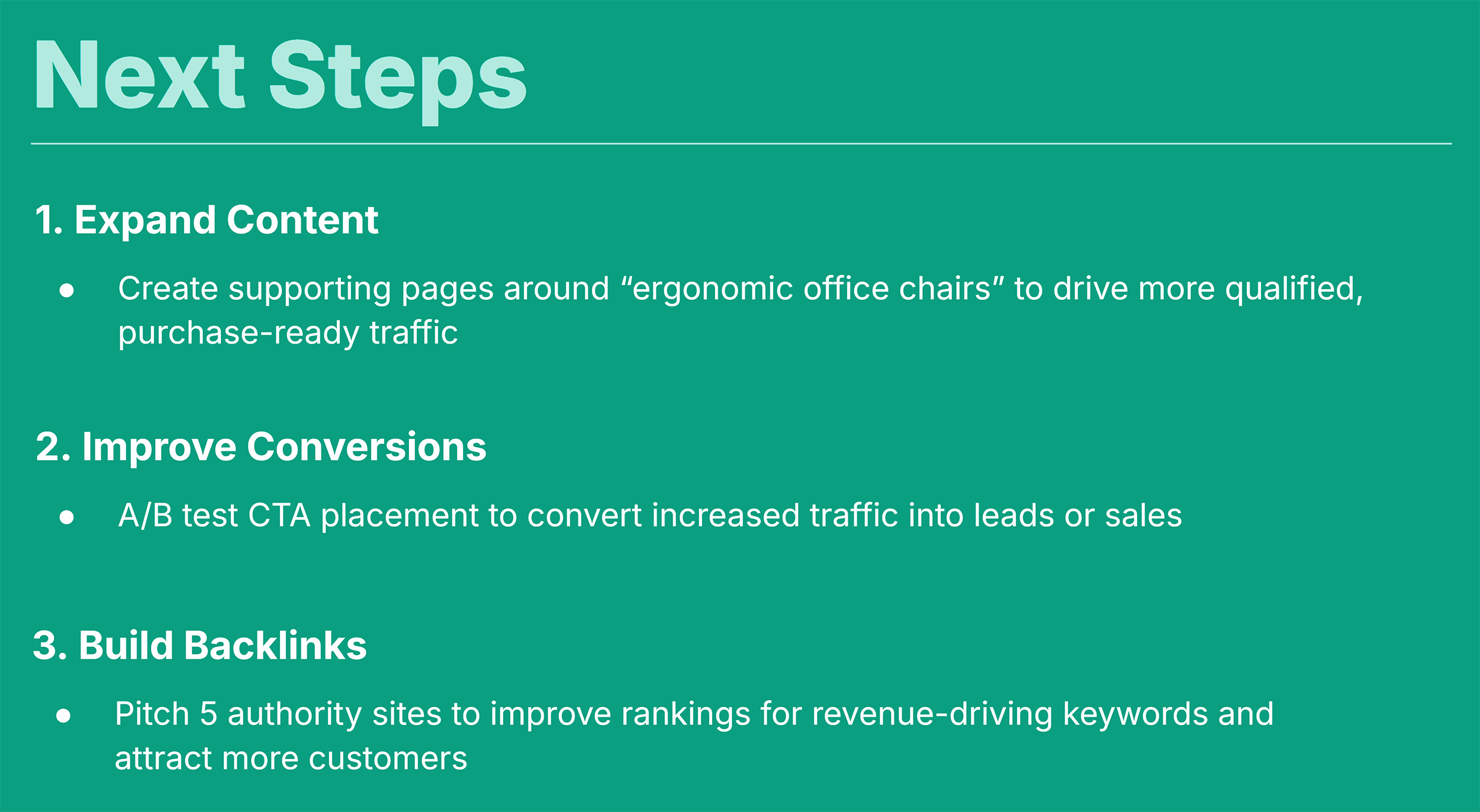 Backlinko – SEO Report Template – Next Steps
