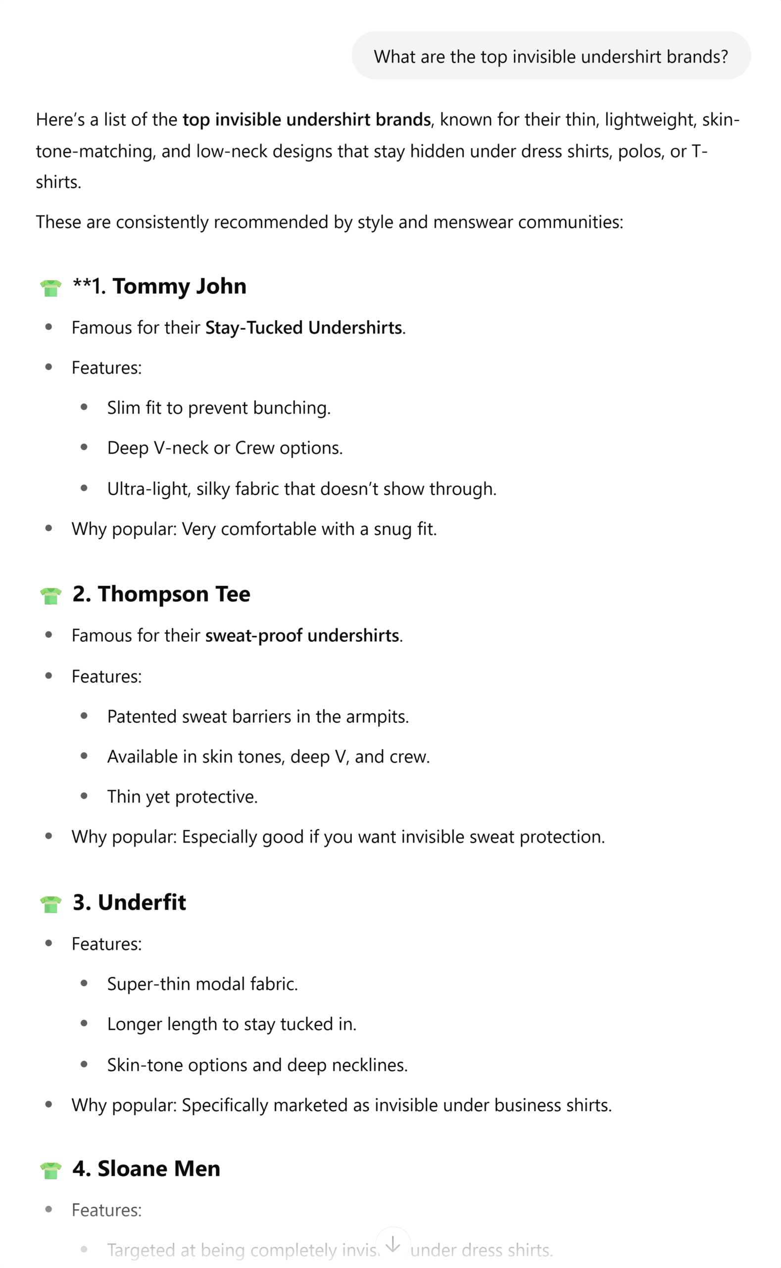 ChatGPT – Brands mentioned in AI response