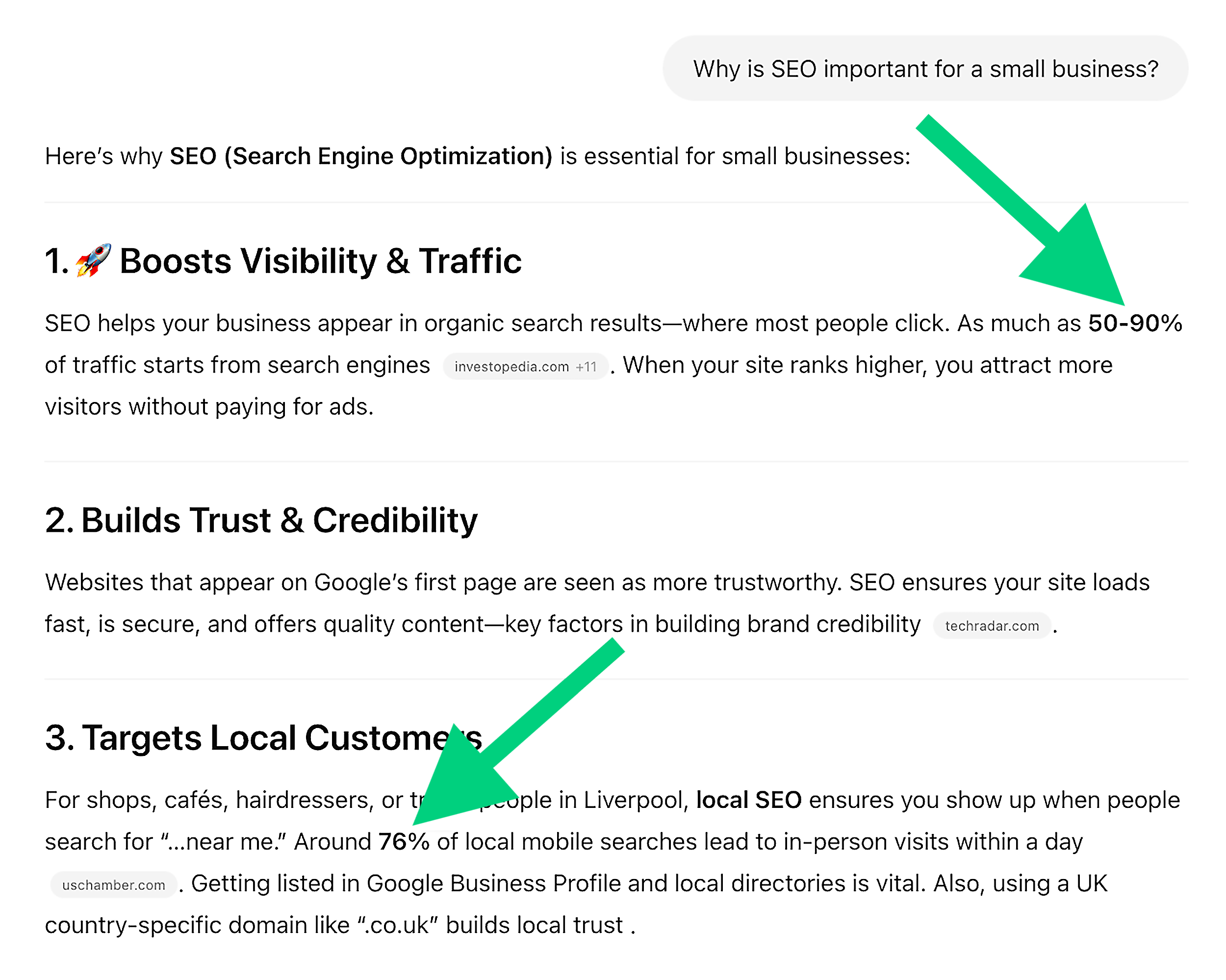 ChatGPT – Why is SEO important for a small business