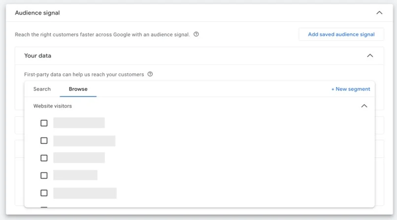 google ads pmax -lead generation audience targets