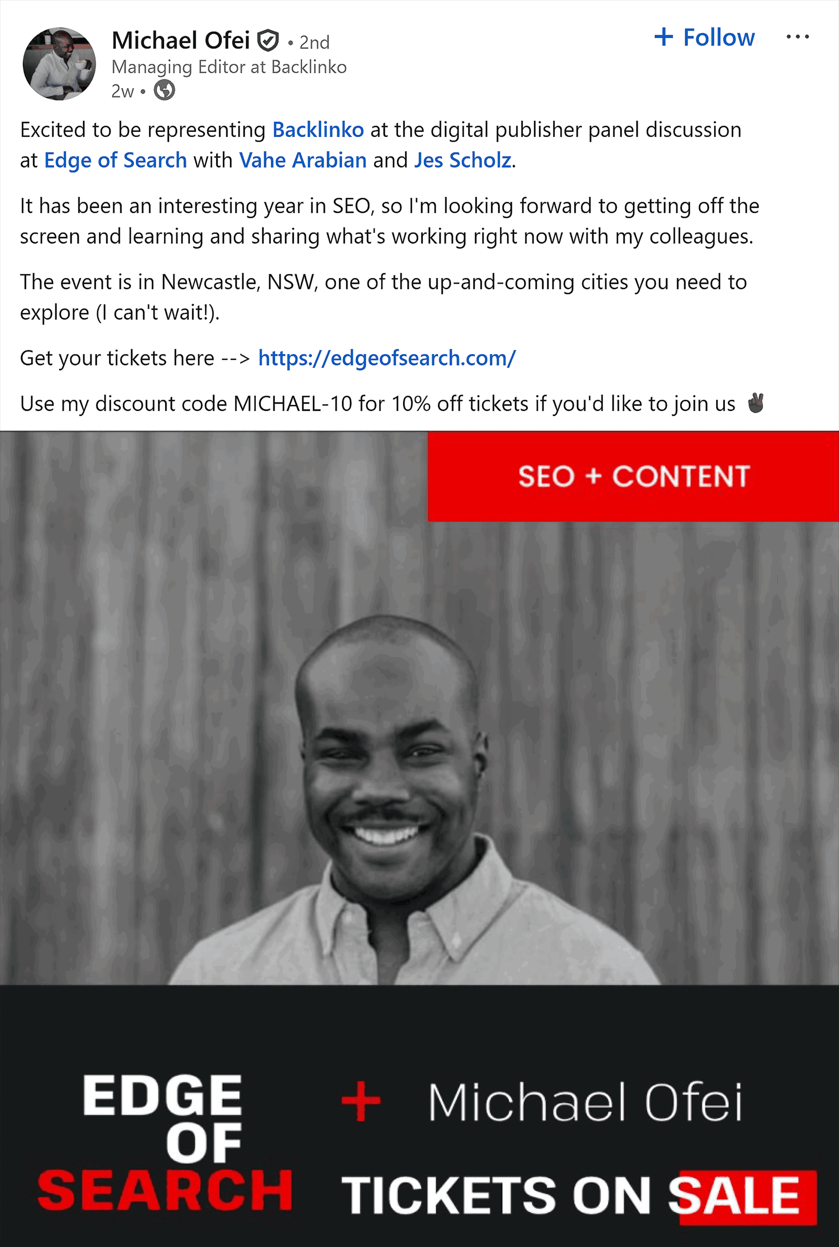 LinkedIn – Michael Ofei – Post