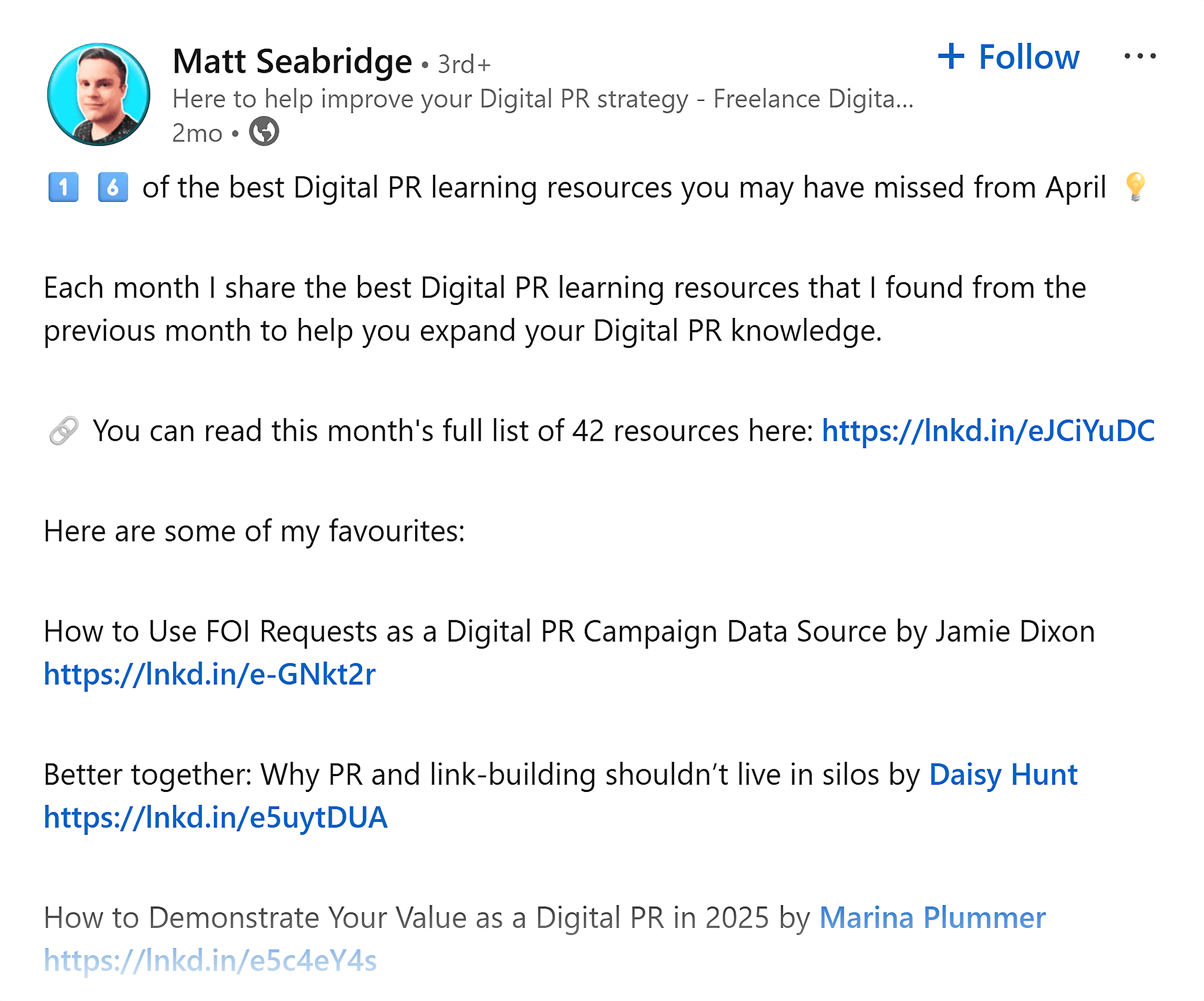 LinkedIn – Roundup from the digital marketing niche