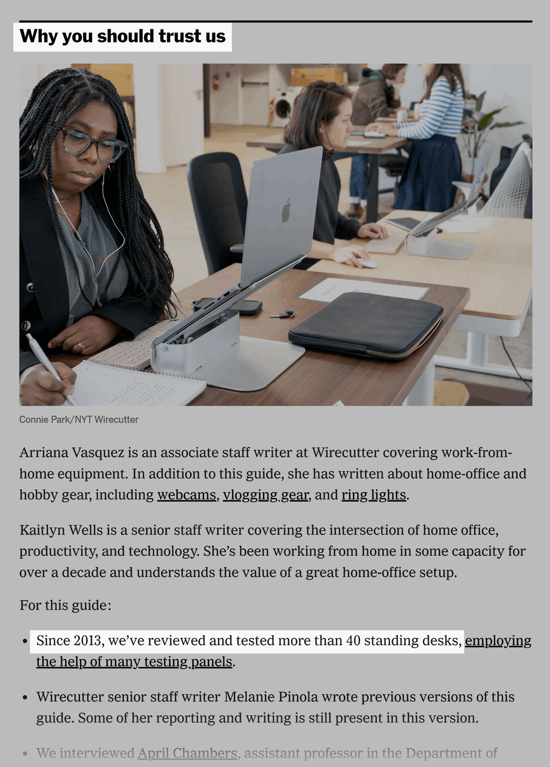 NY Times – Wirecutter – Desk review