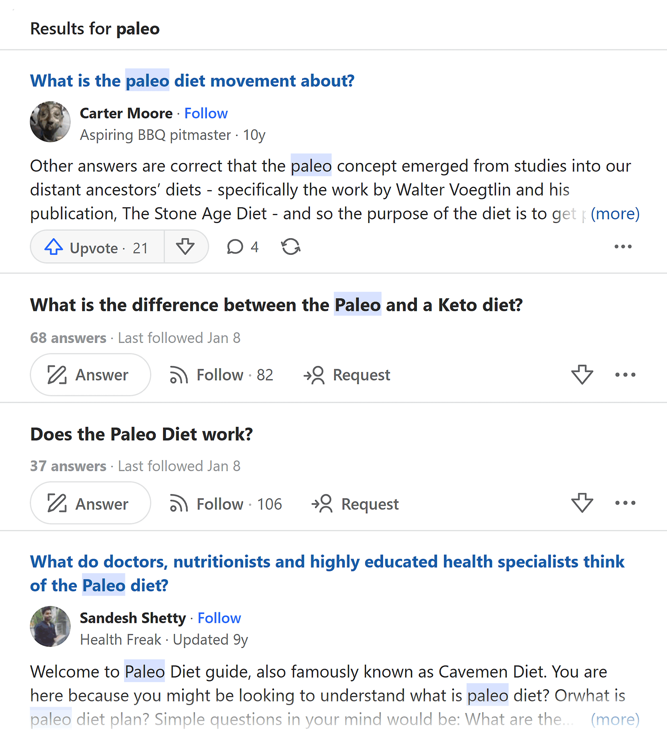 Quora – Paleo