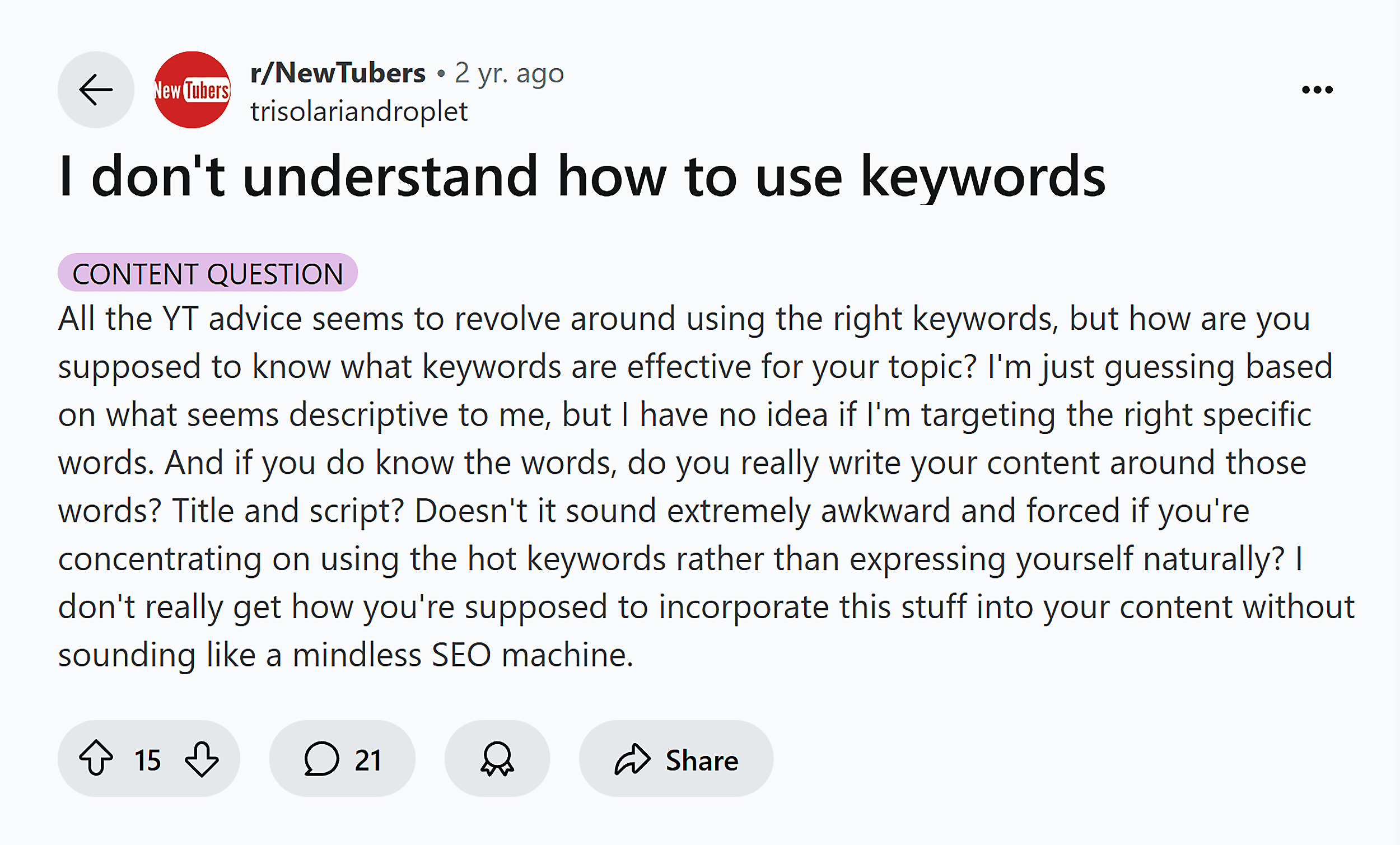 Reddit – Thread – Problem Aware