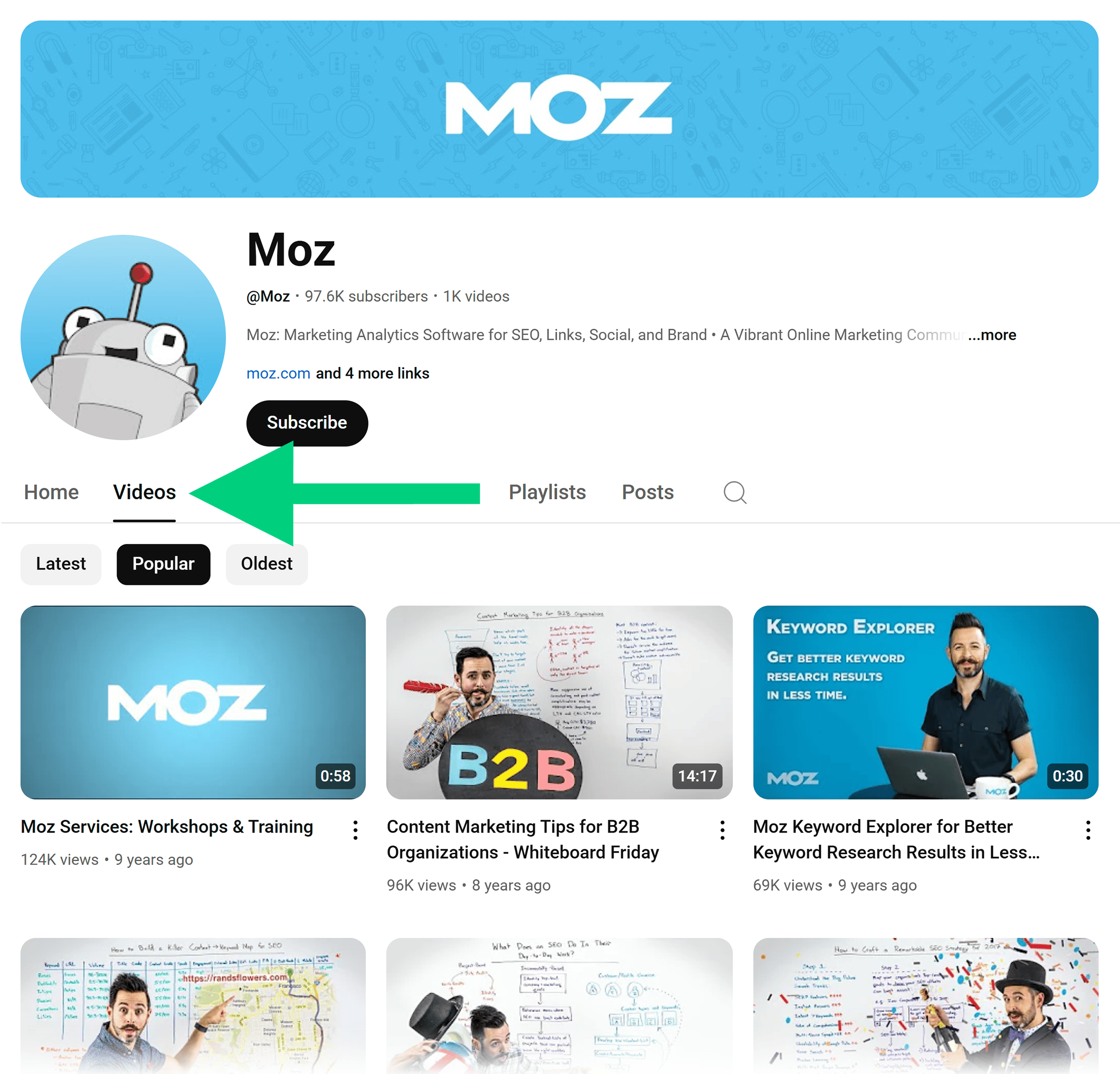 YouTube – Channel – Moz – Videos
