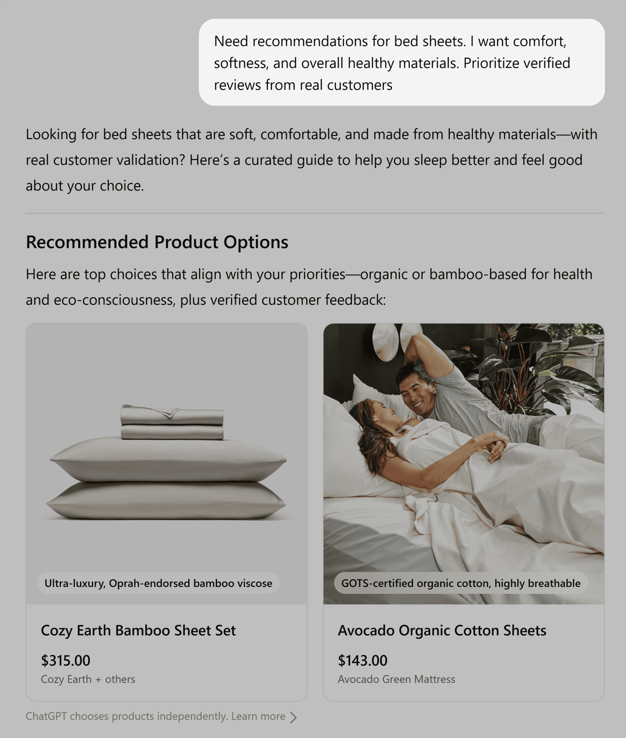 ChatGPT – Bed sheets – Verified reviews