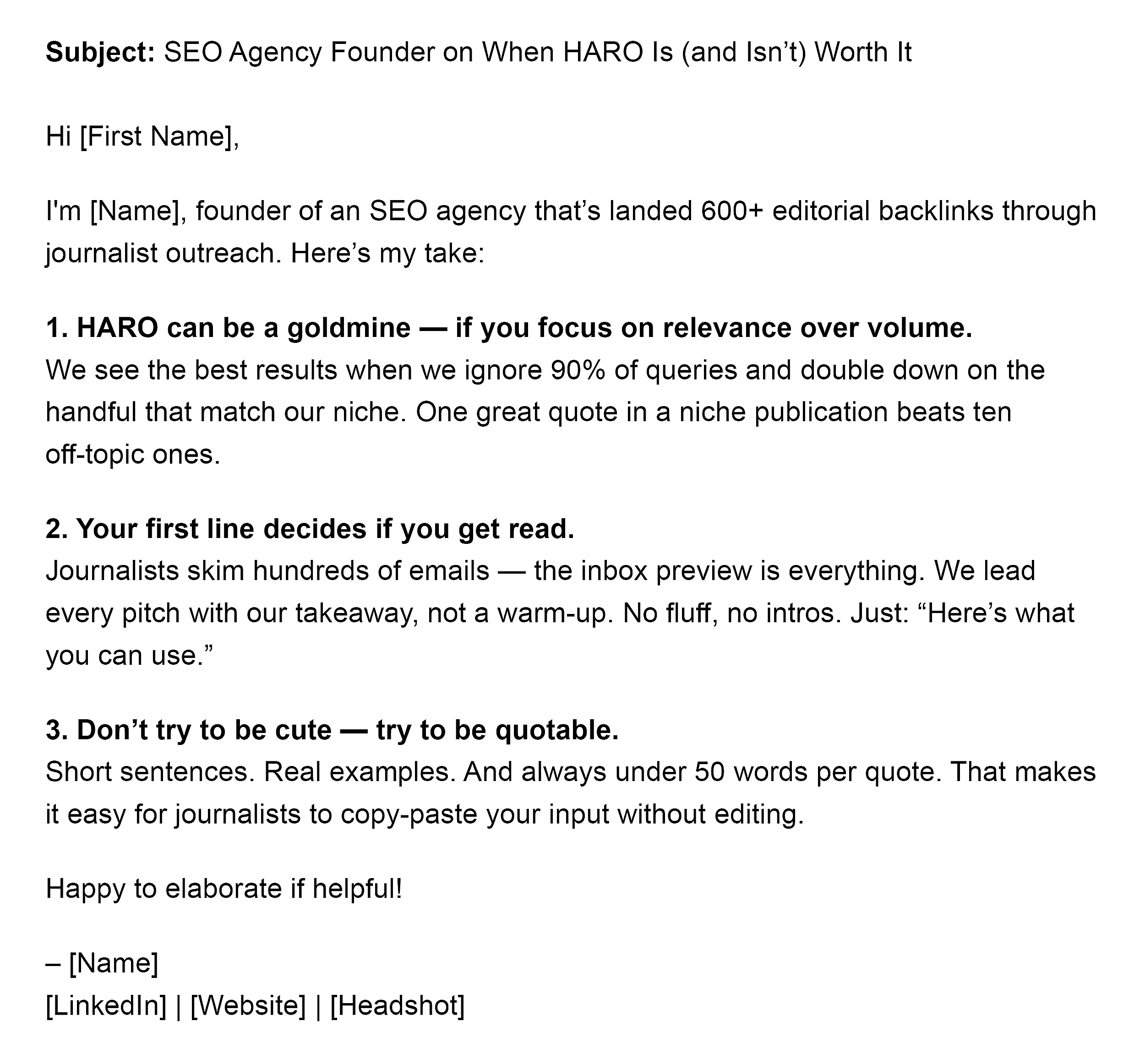 Email – Clear & specific