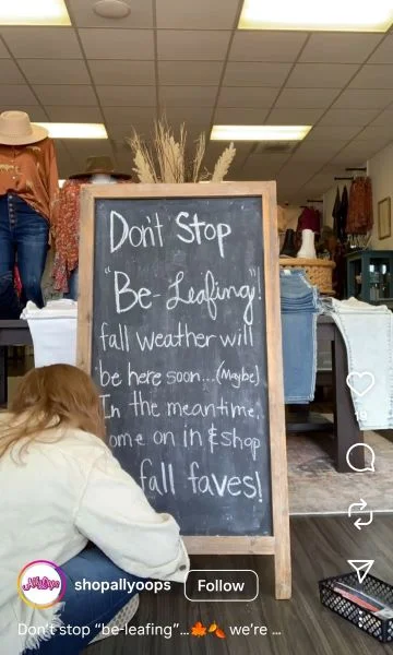 Fall puns - Instagram post with a chalkboard sign and pun.