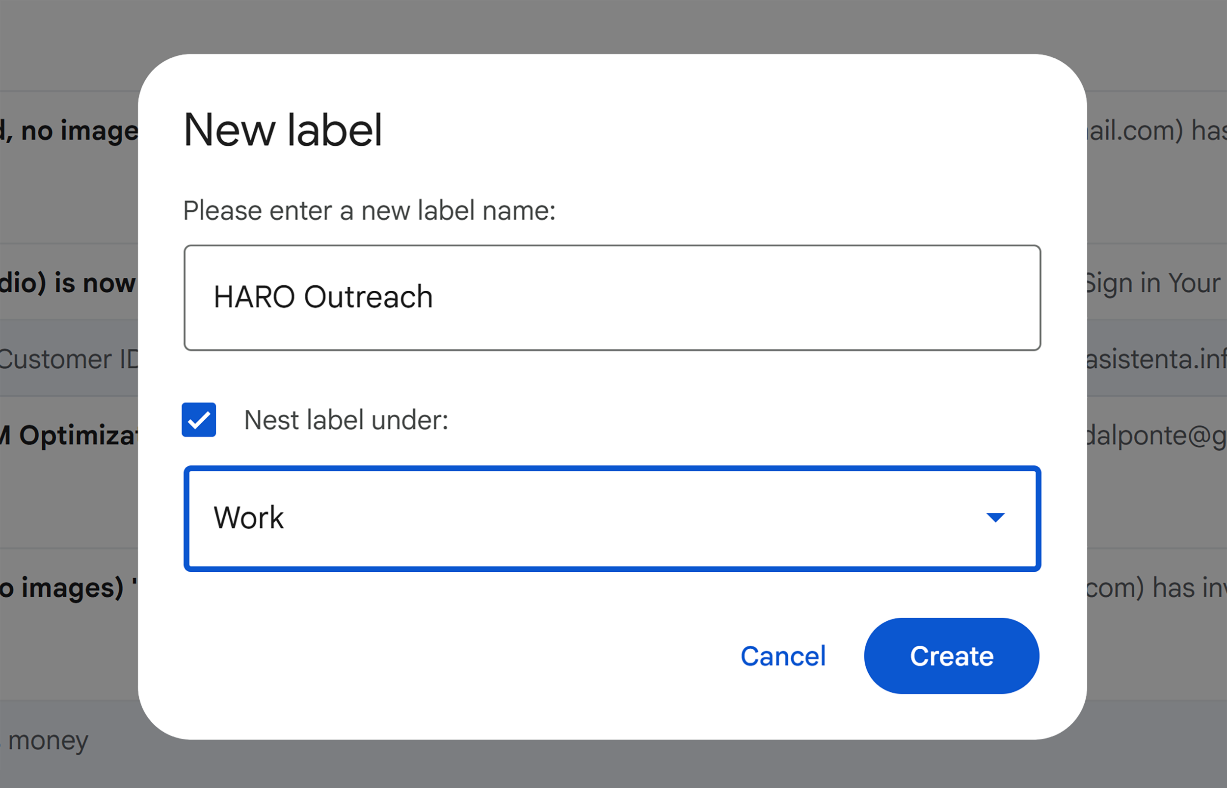 Gmail – Create New label