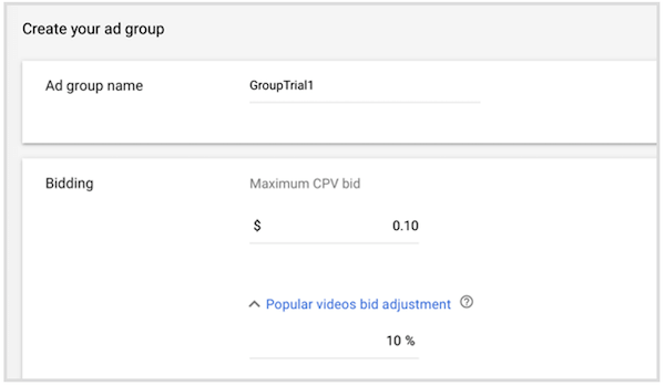 google ads automated bidding strategies: cost per view setup