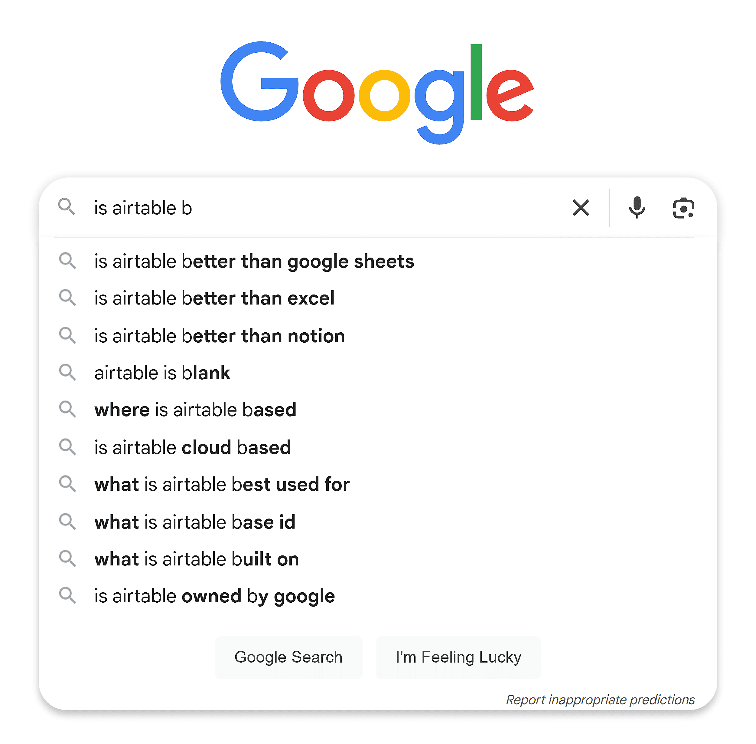 Google Search Suggest – Is Airtable b