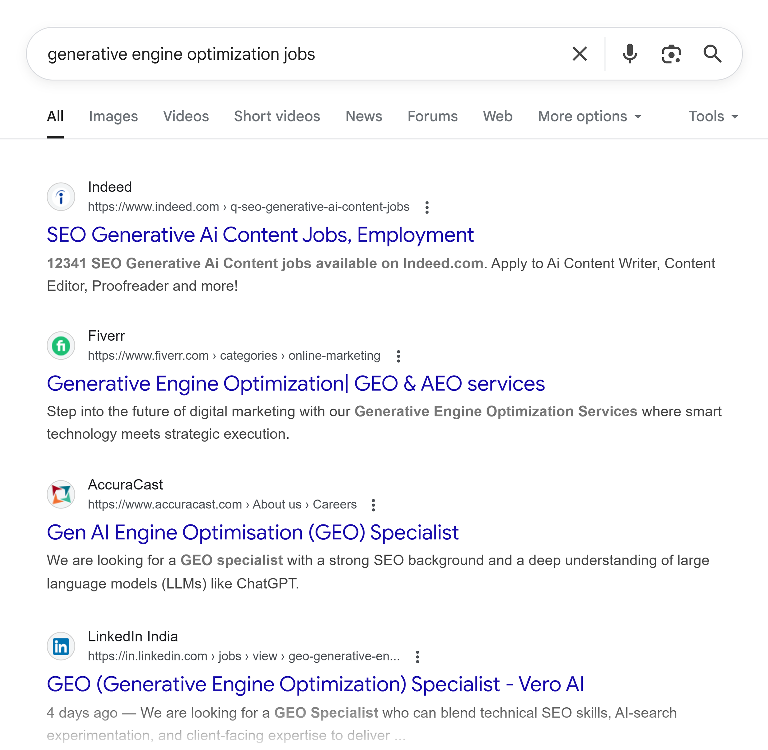 Google SERP – GEO Jobs