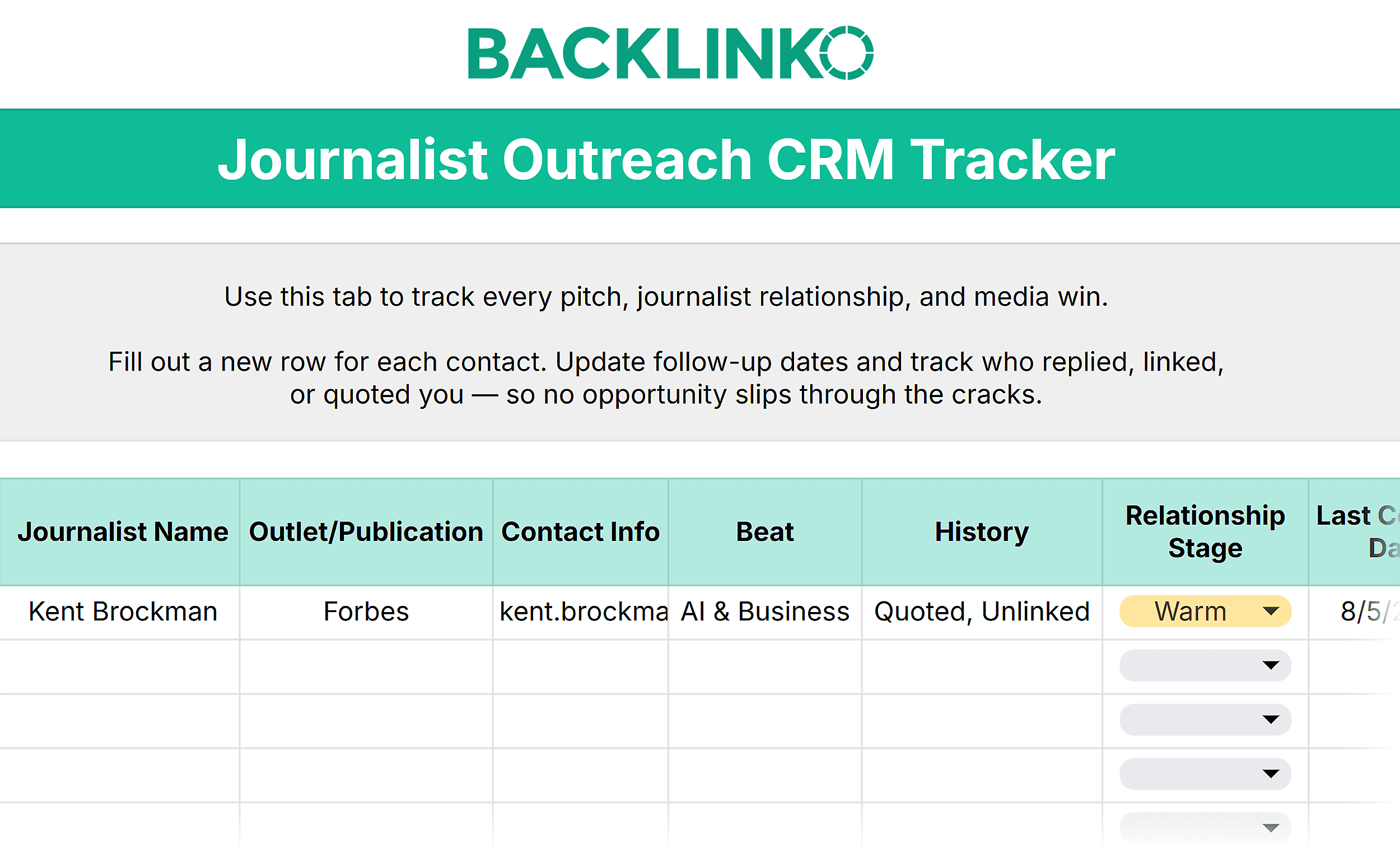 Journalist Outreach Toolkit by Backlinko
