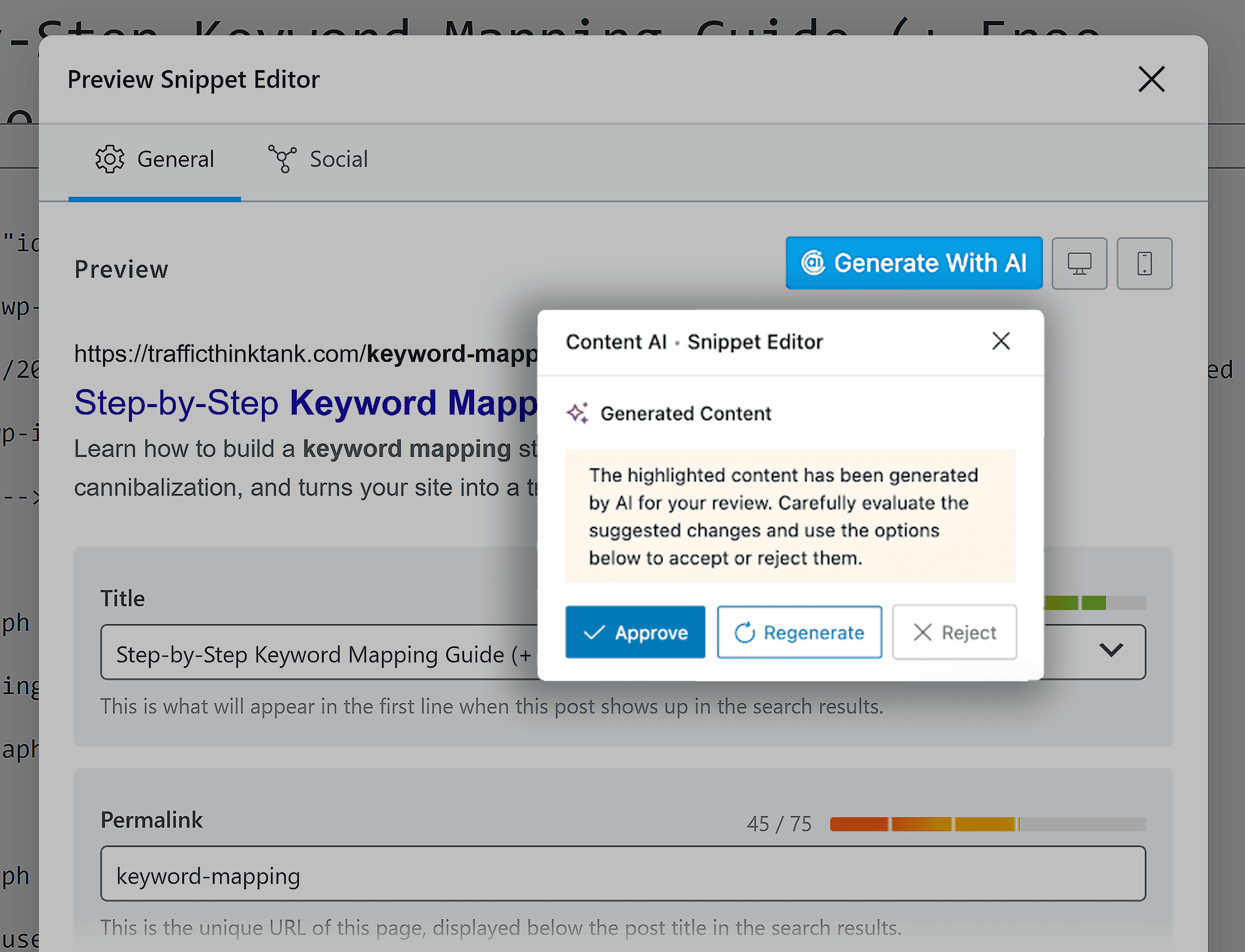 Rank Math SEO – Content AI – Snippet Editor