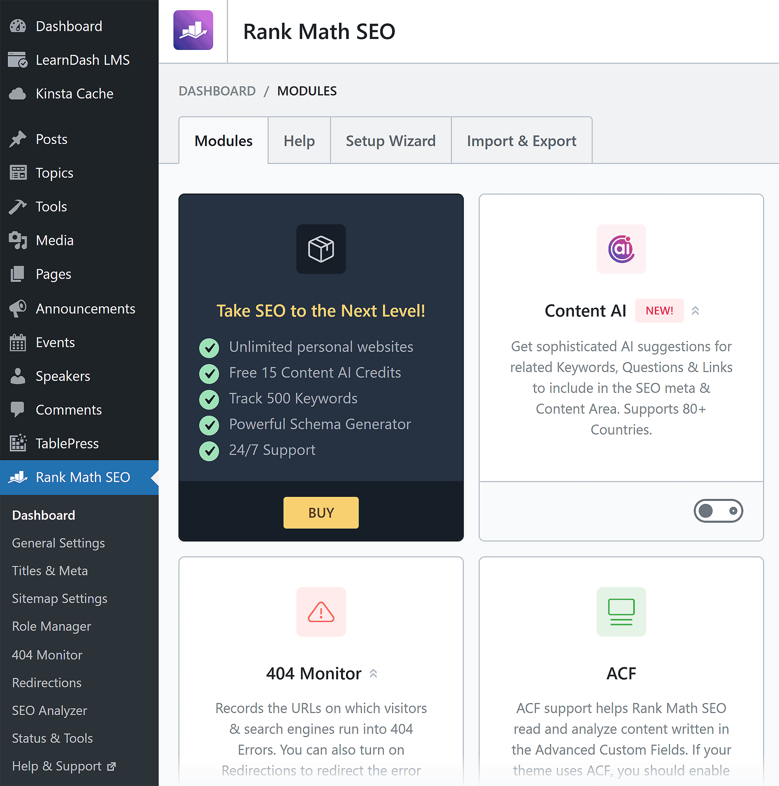 Rank Math SEO – Dashboard