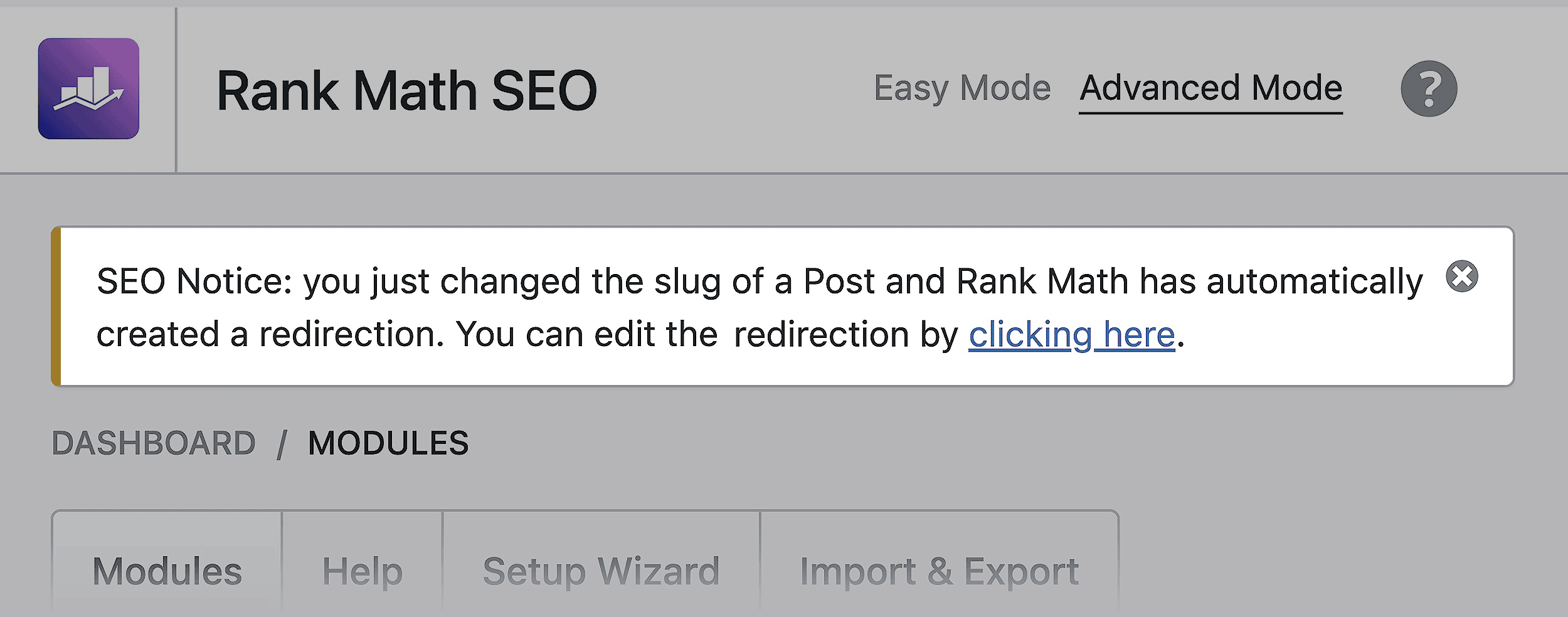 Rank Math SEO – SEO Notice
