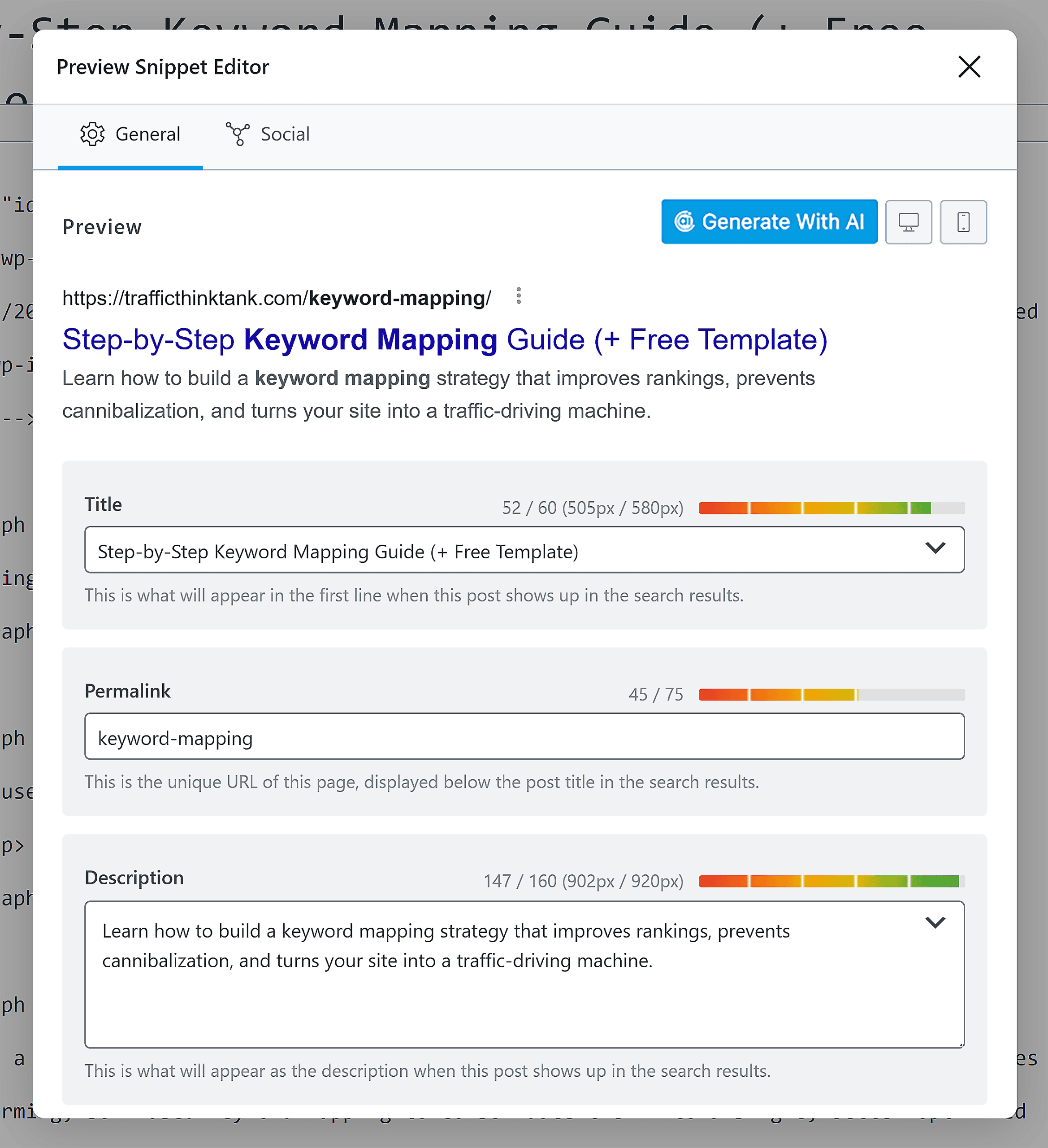 Rank Math SEO – TTT – Preview Snippet Editor