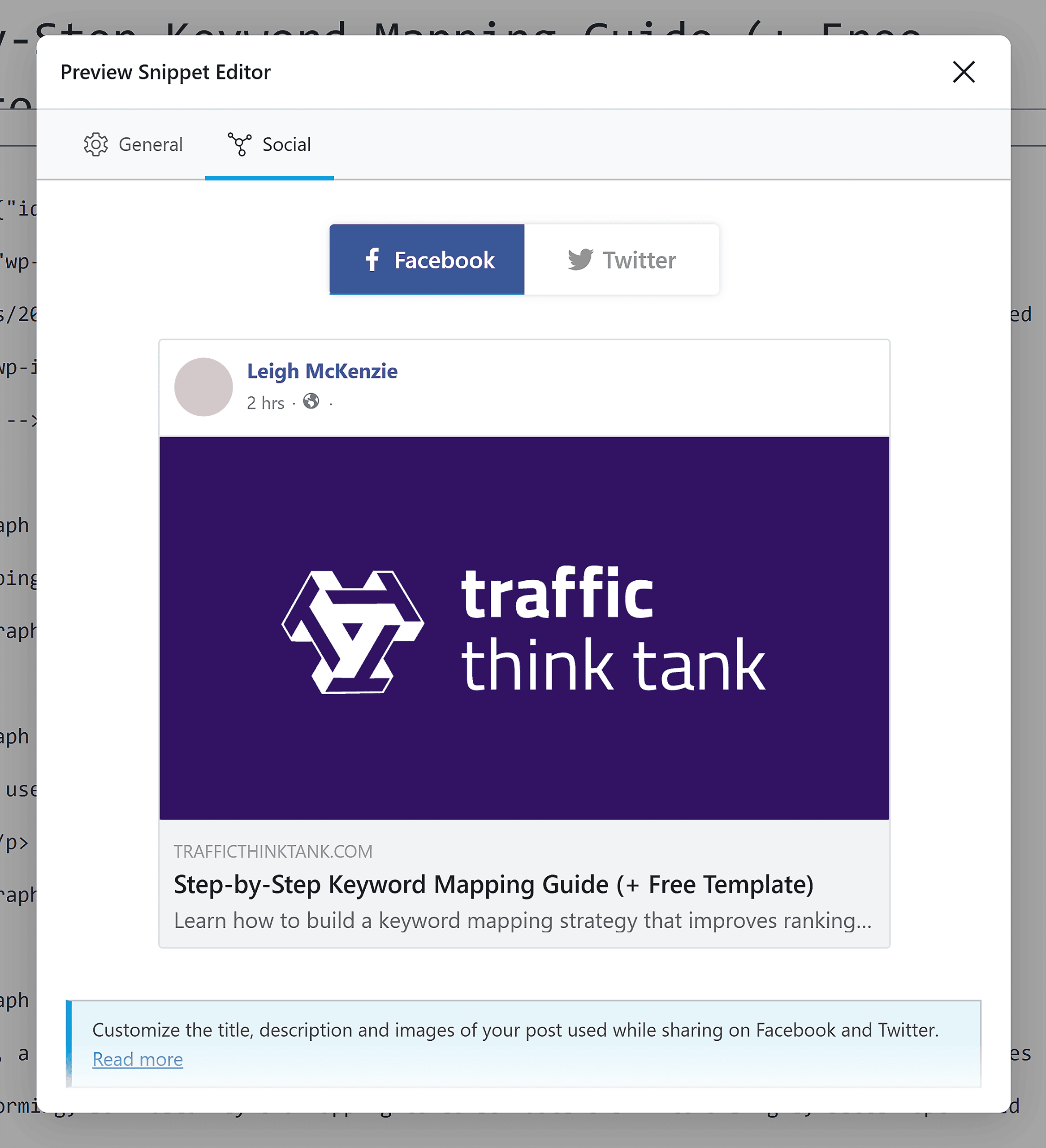 Rank Math SEO – TTT – Preview Snippet Editor – Social