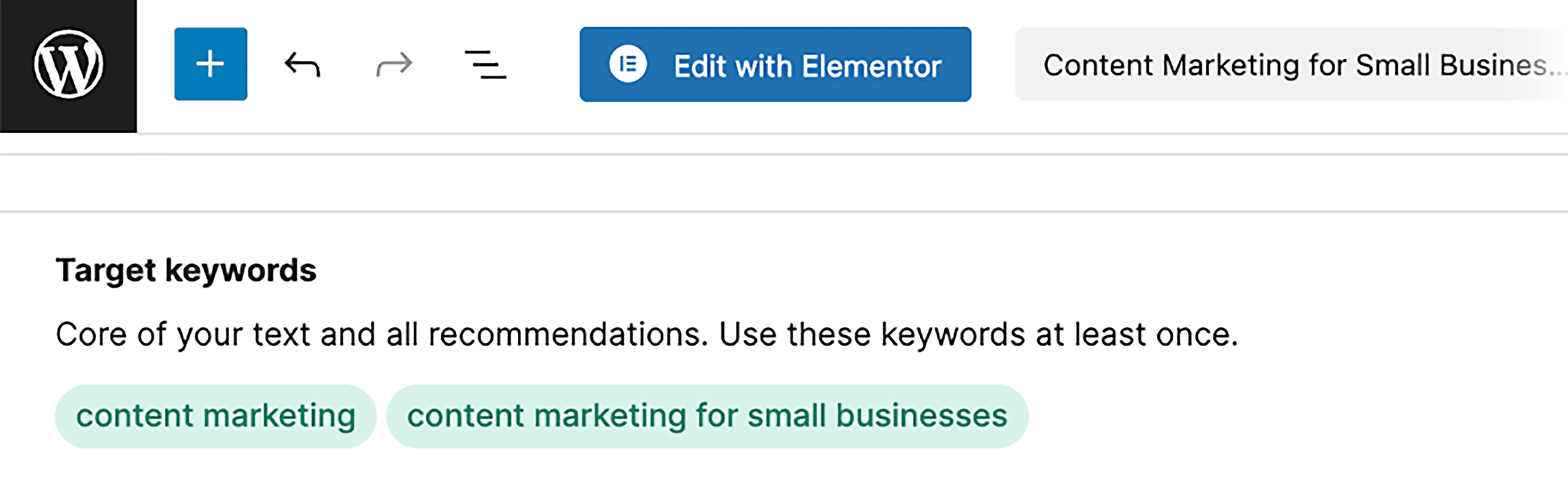 Semrush SEO Writing Assistant – Marked main keywords