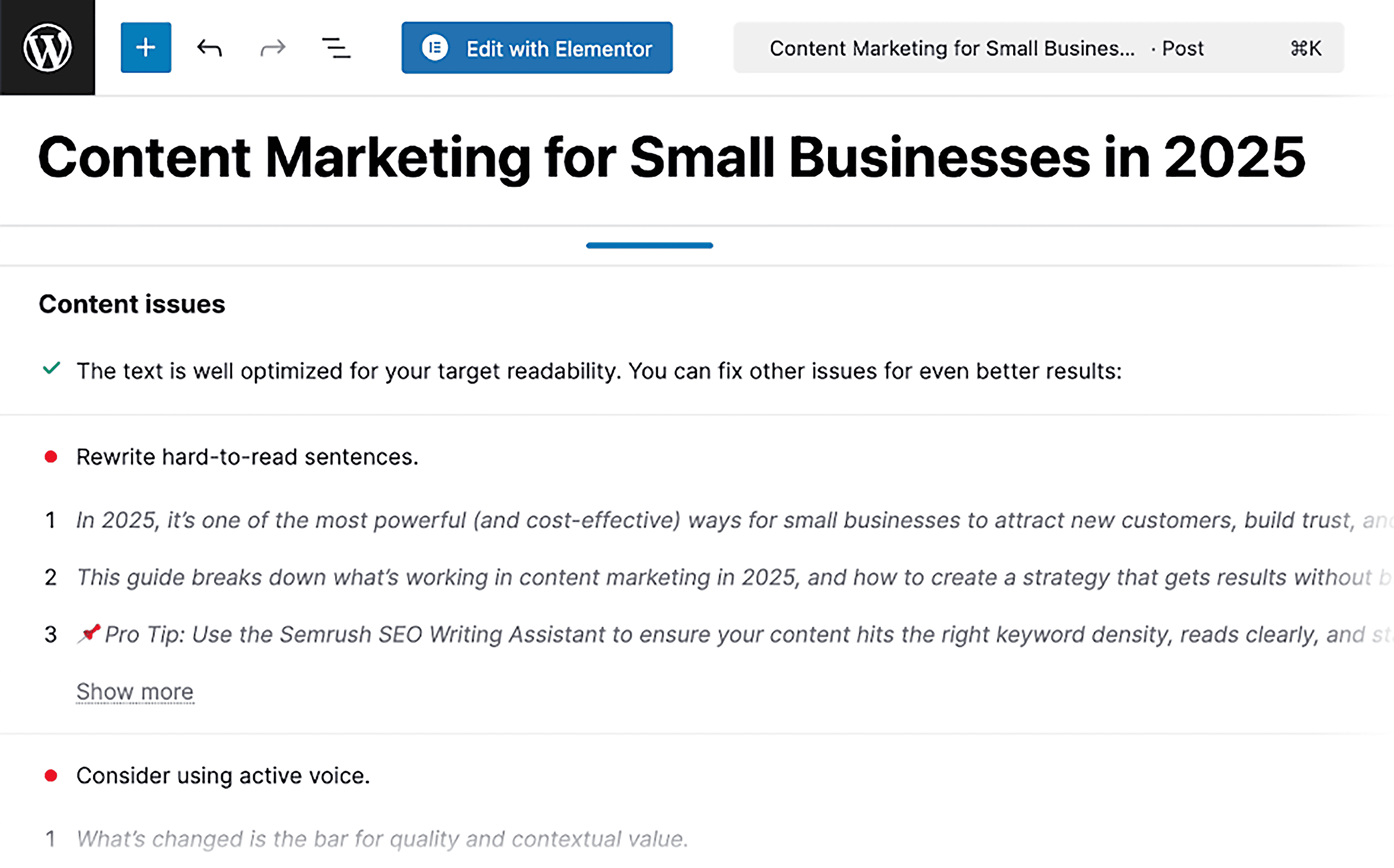 Semrush SEO Writing Assistant – Optimize readability