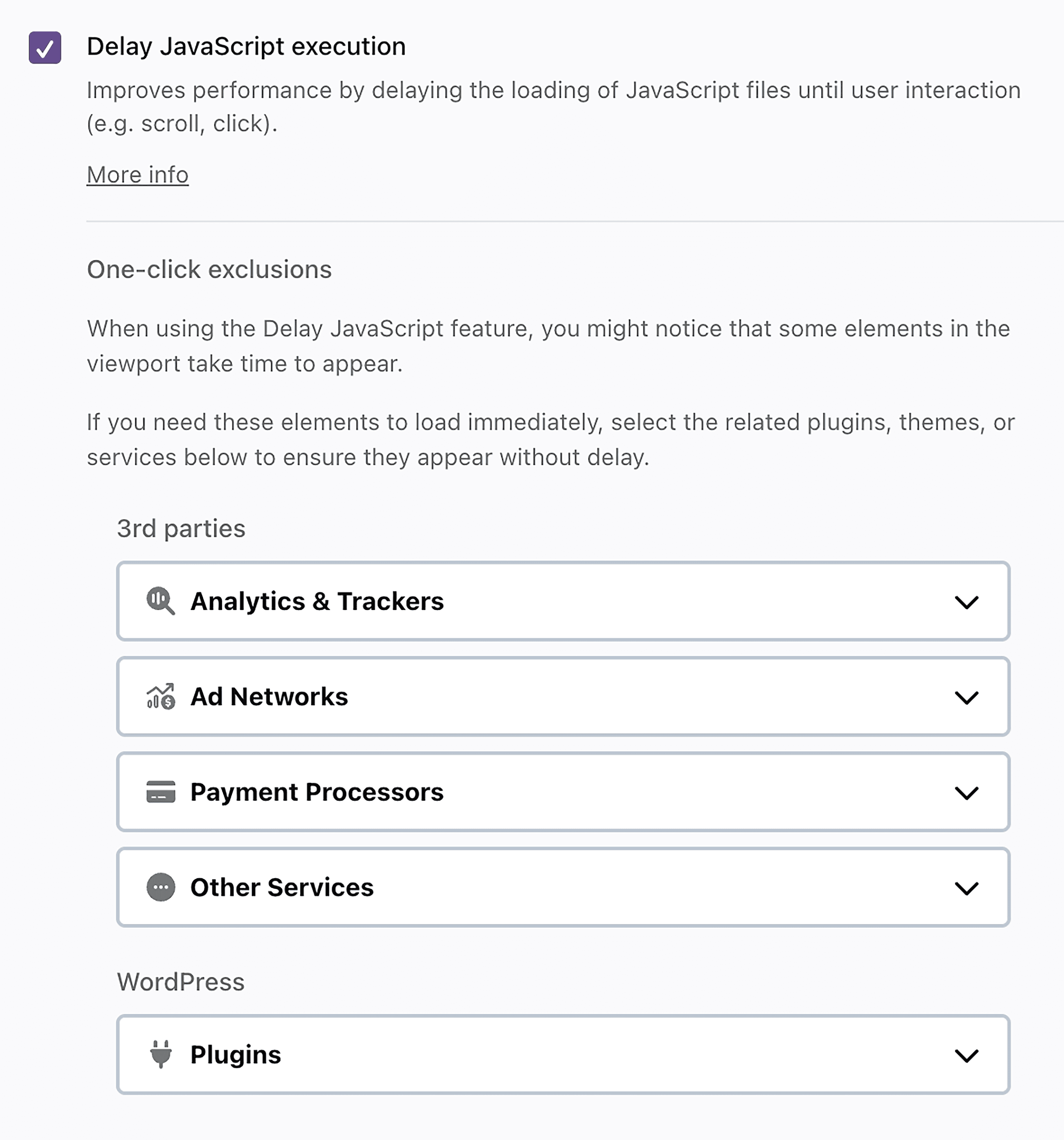 WP Rocket – Delay JavaScript execution