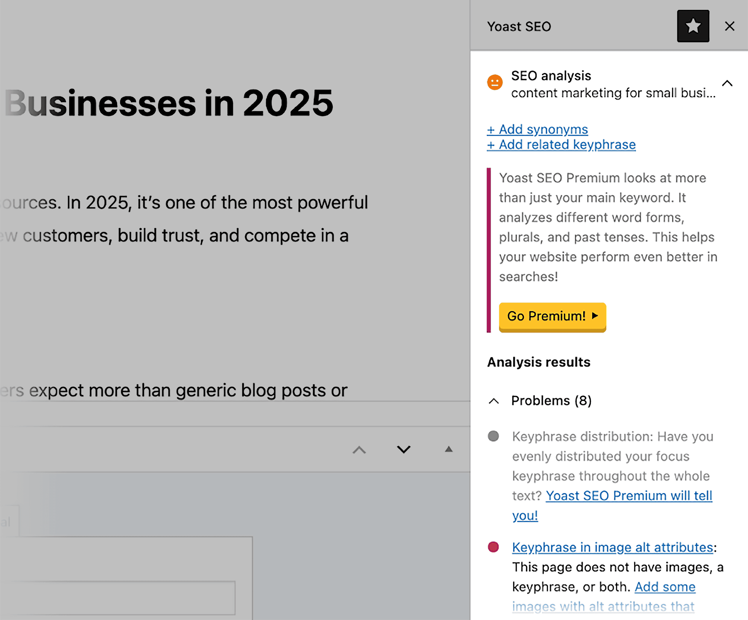 Yoast SEO – SEO Analysis section