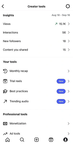 instagram marketing -creator tools screenshot